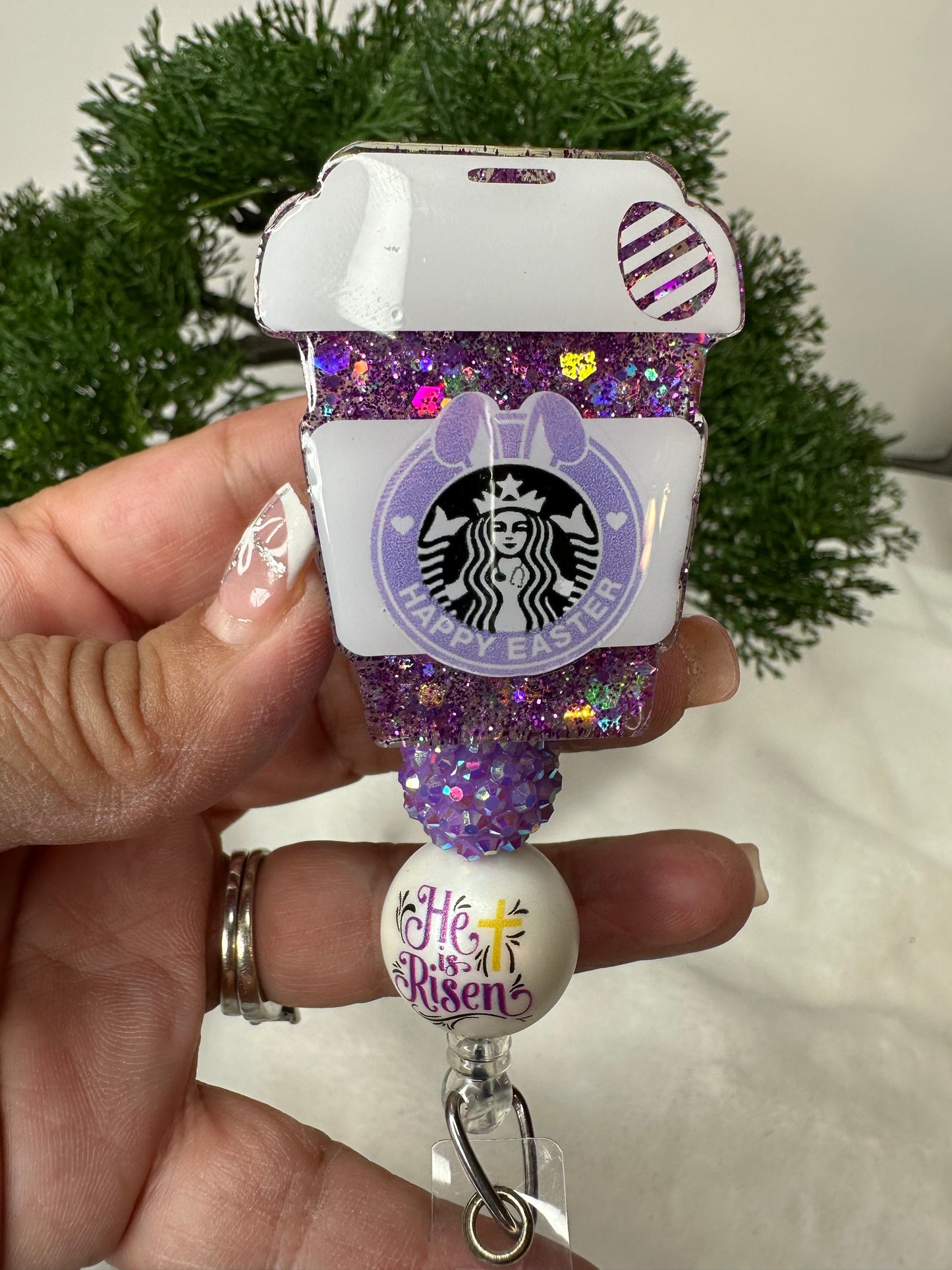 Happy Easter Coffee Cup Badge Reel