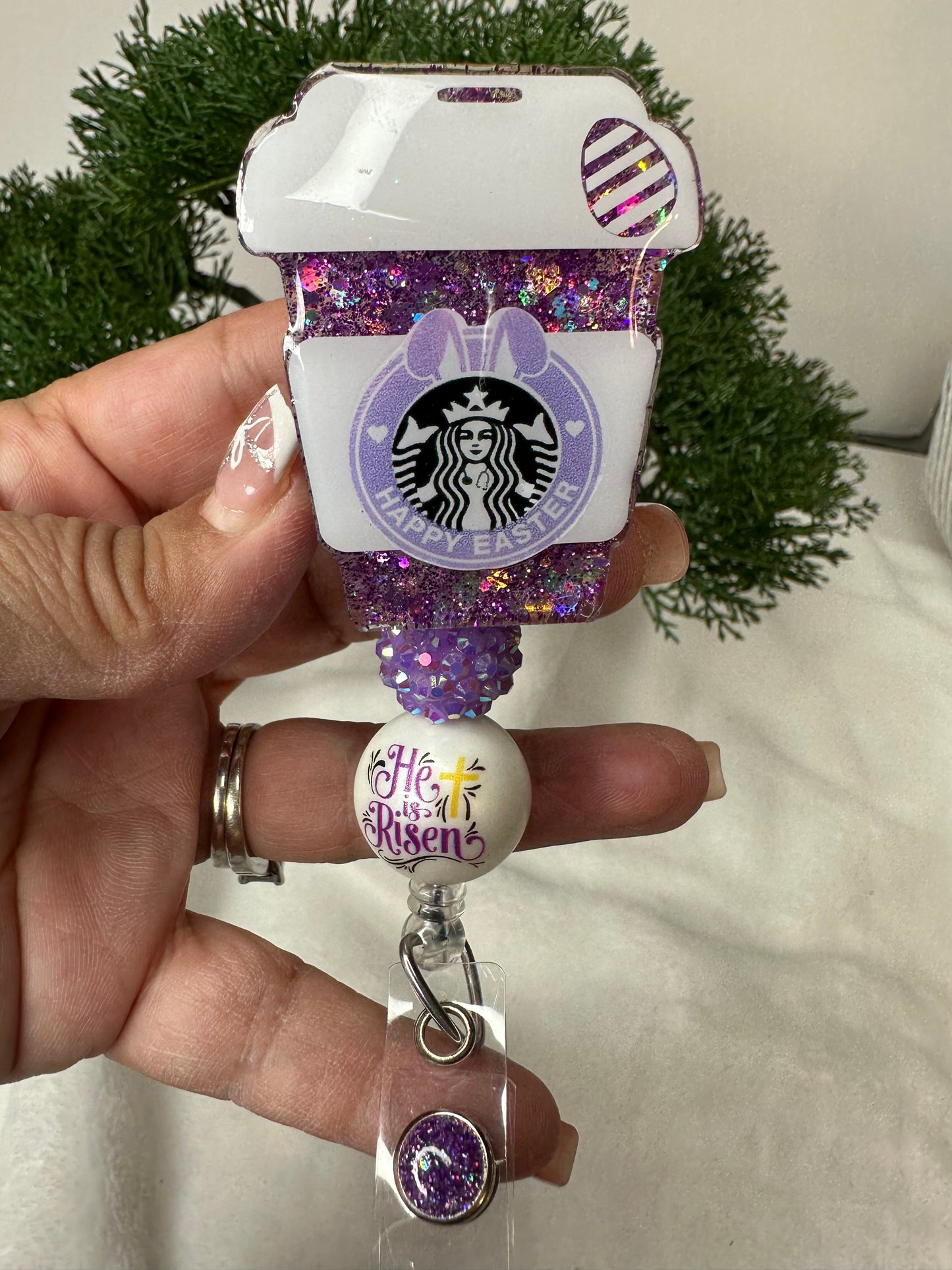 Happy Easter Coffee Cup Badge Reel