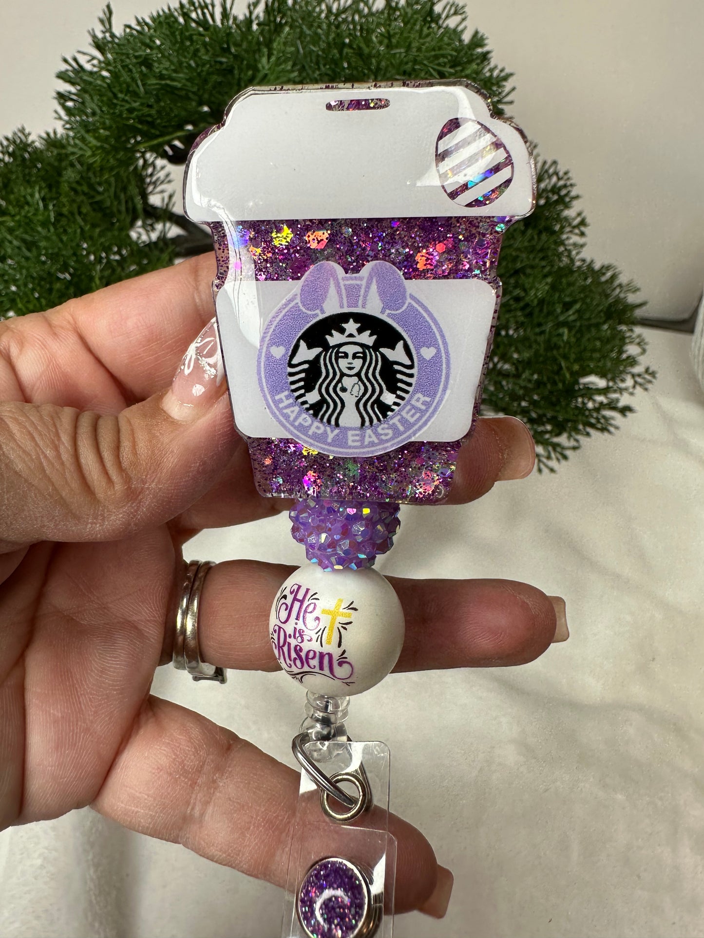 Happy Easter Coffee Cup Badge Reel