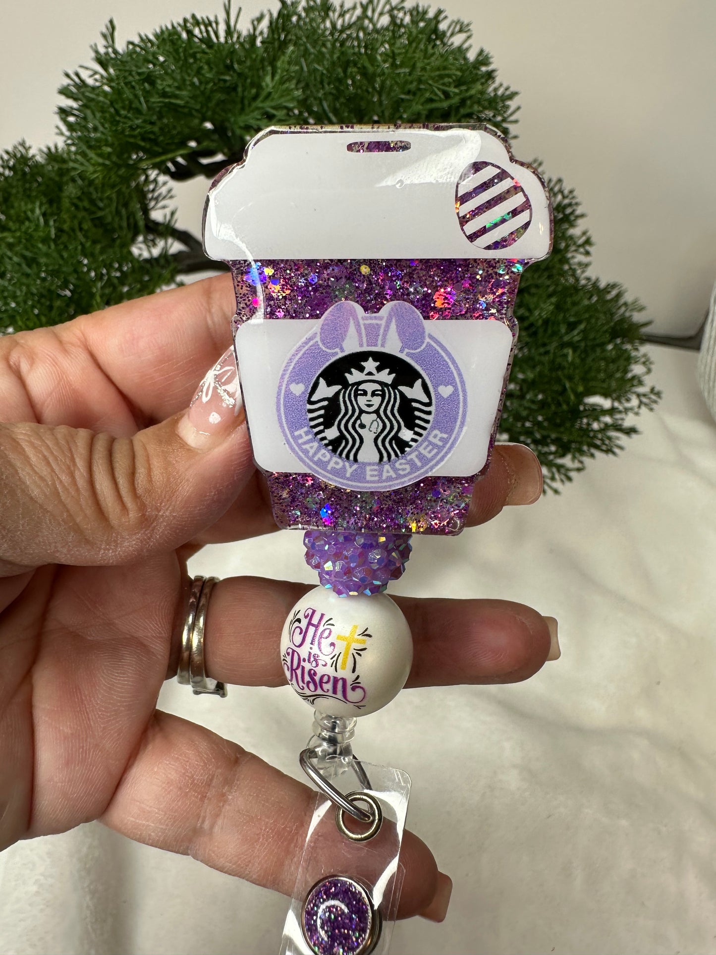 Happy Easter Coffee Cup Badge Reel