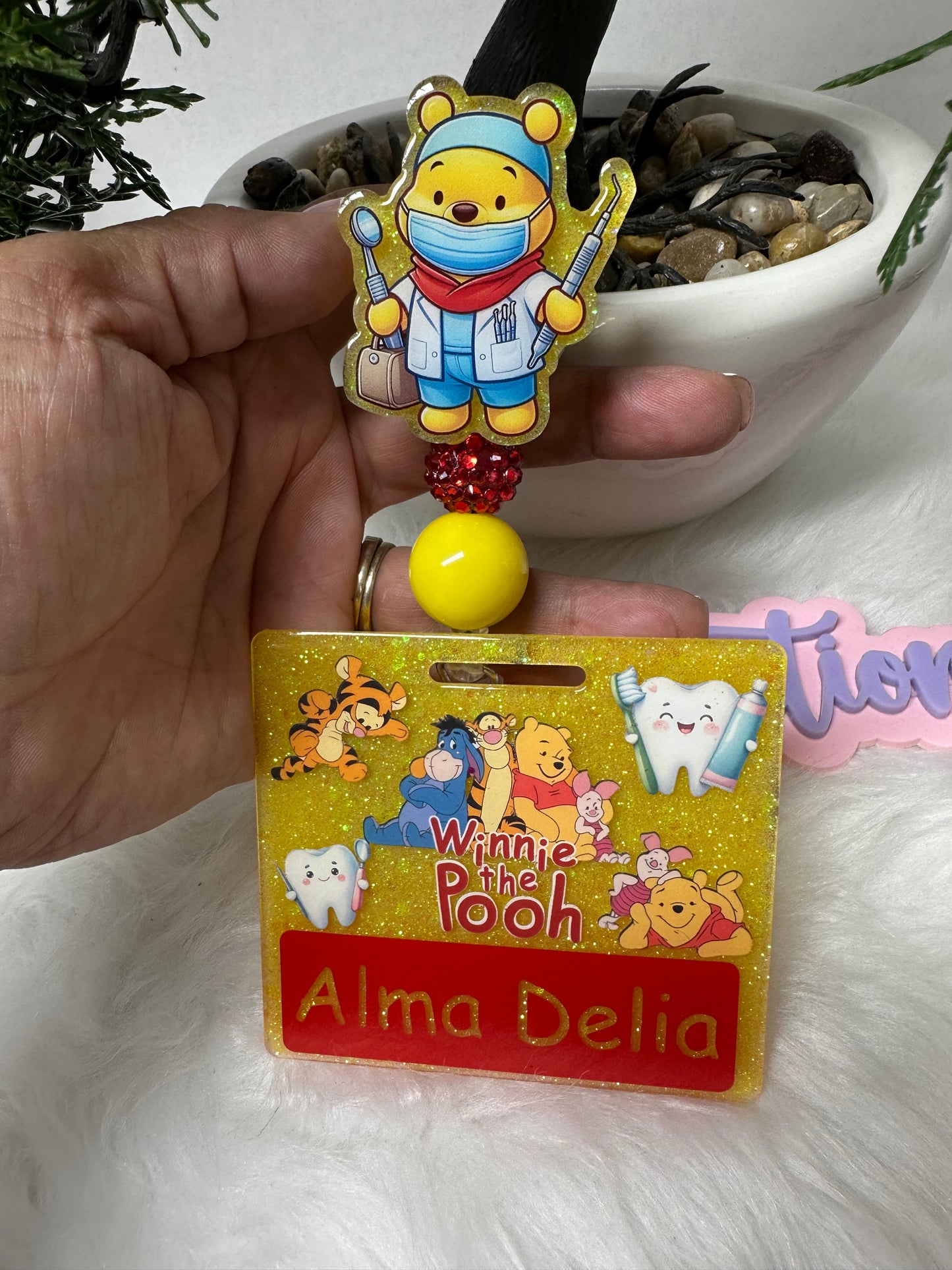 Pooh Dental Assistant Badge Buddy set