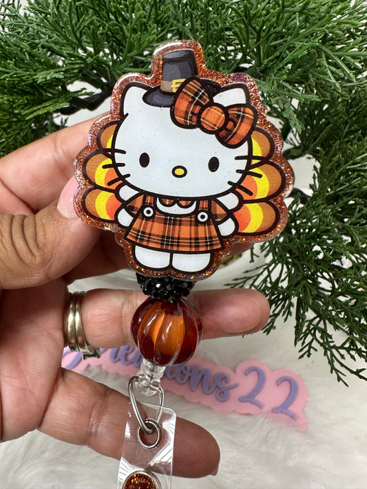 Plaid Turkey Kitty Badge Reel