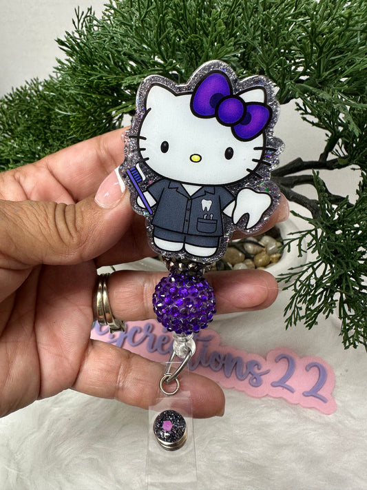 Kitty Dental Assistant Badge Reel