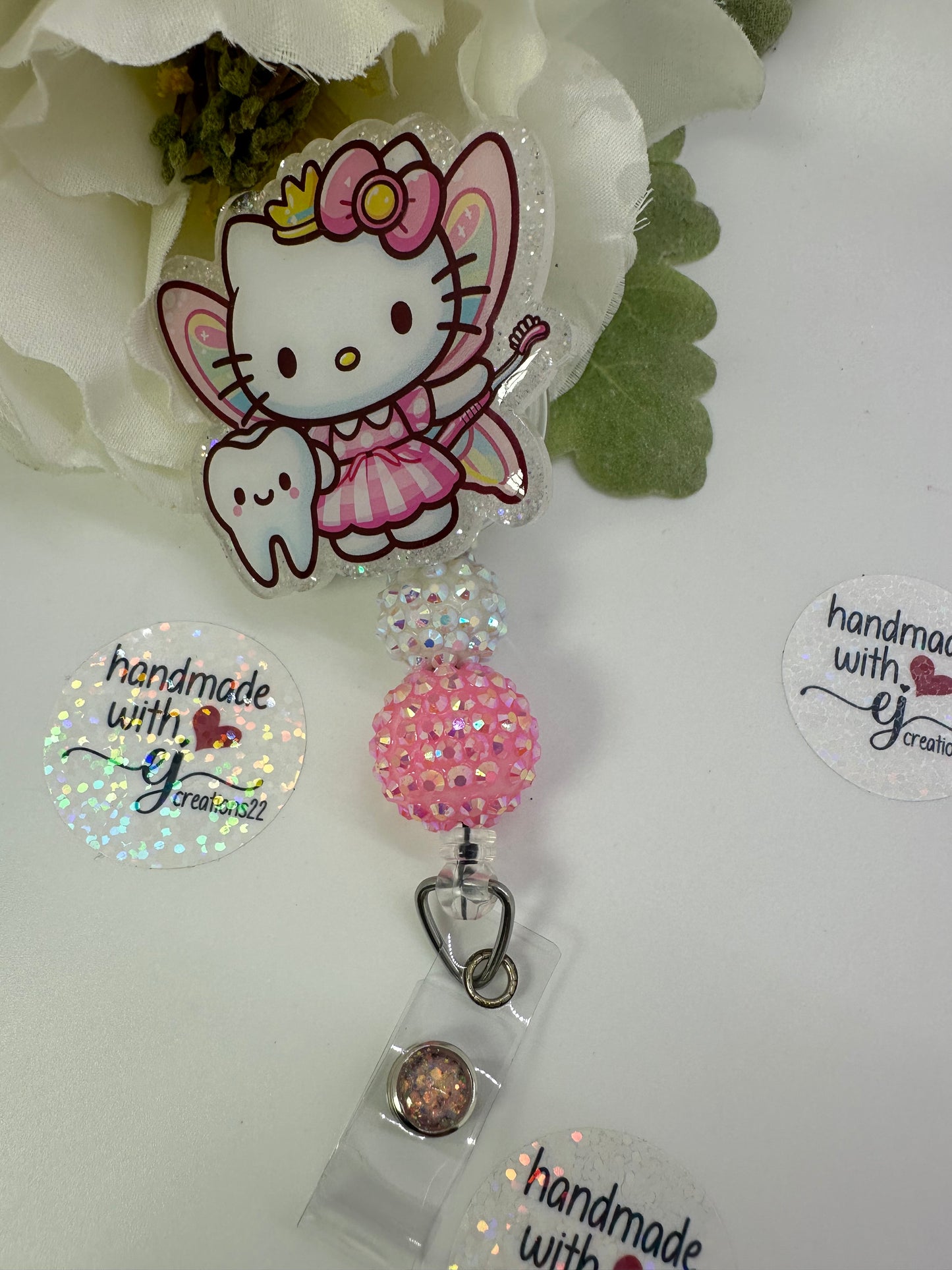 Pink Kitty Tooth Fairy Badge Reel