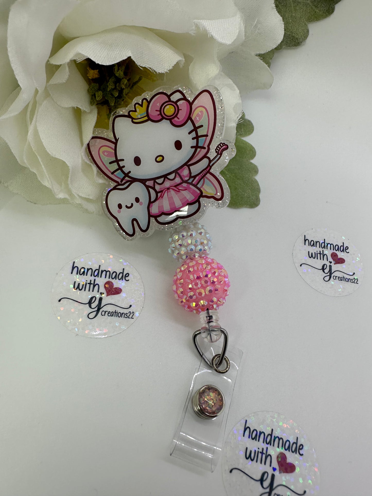 Pink Kitty Tooth Fairy Badge Reel