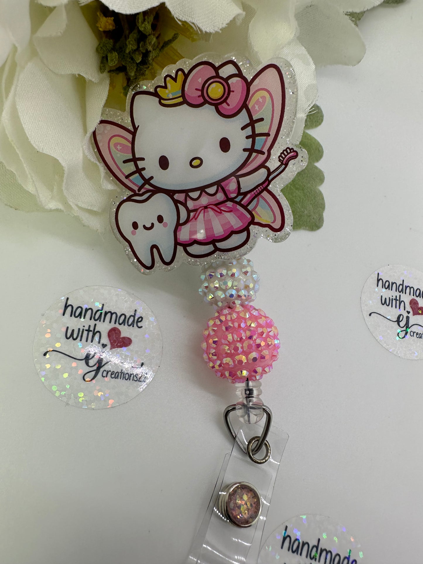 Pink Kitty Tooth Fairy Badge Reel