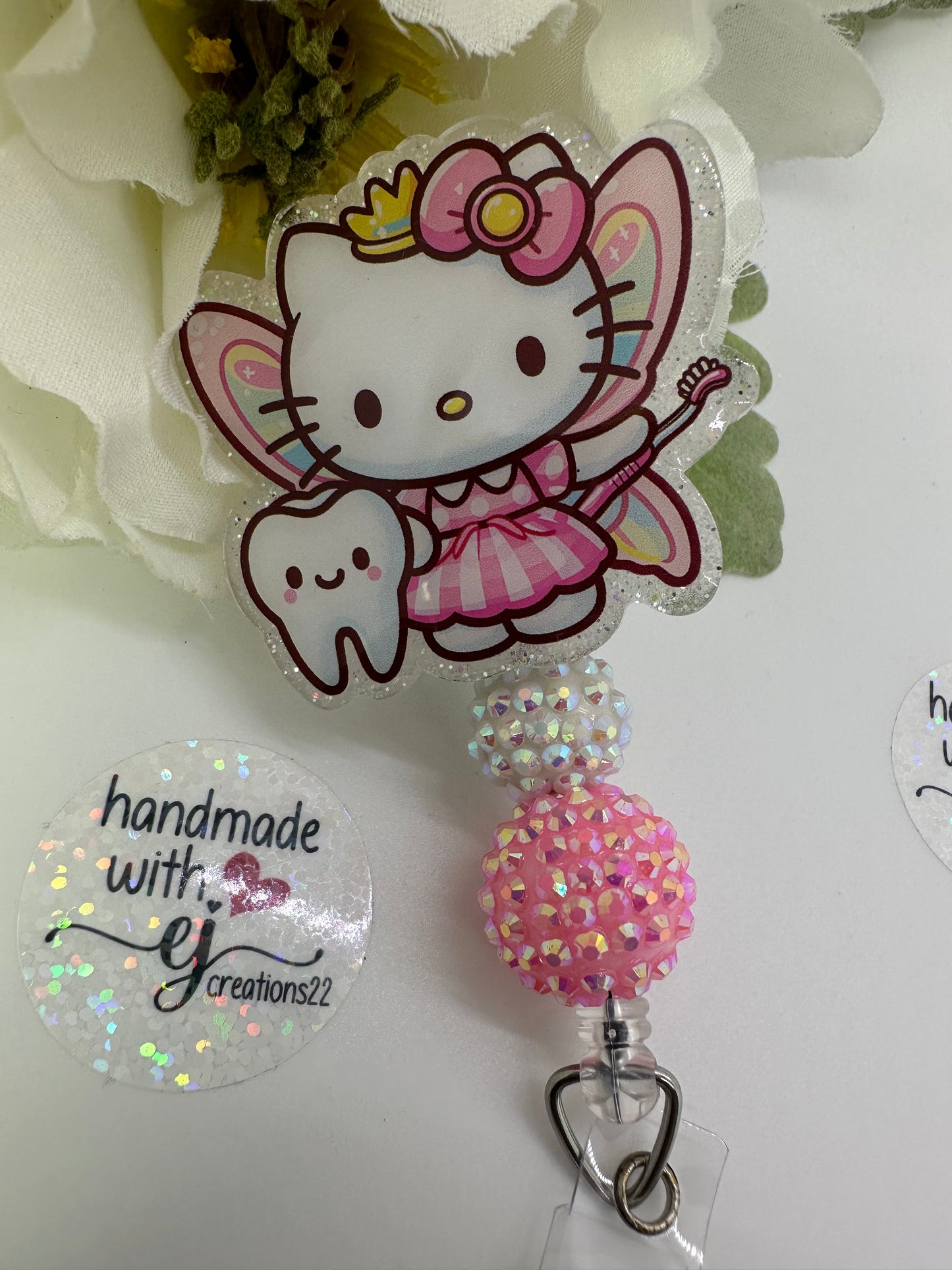 Pink Kitty Tooth Fairy Badge Reel