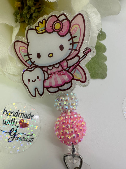 Pink Kitty Tooth Fairy Badge Reel