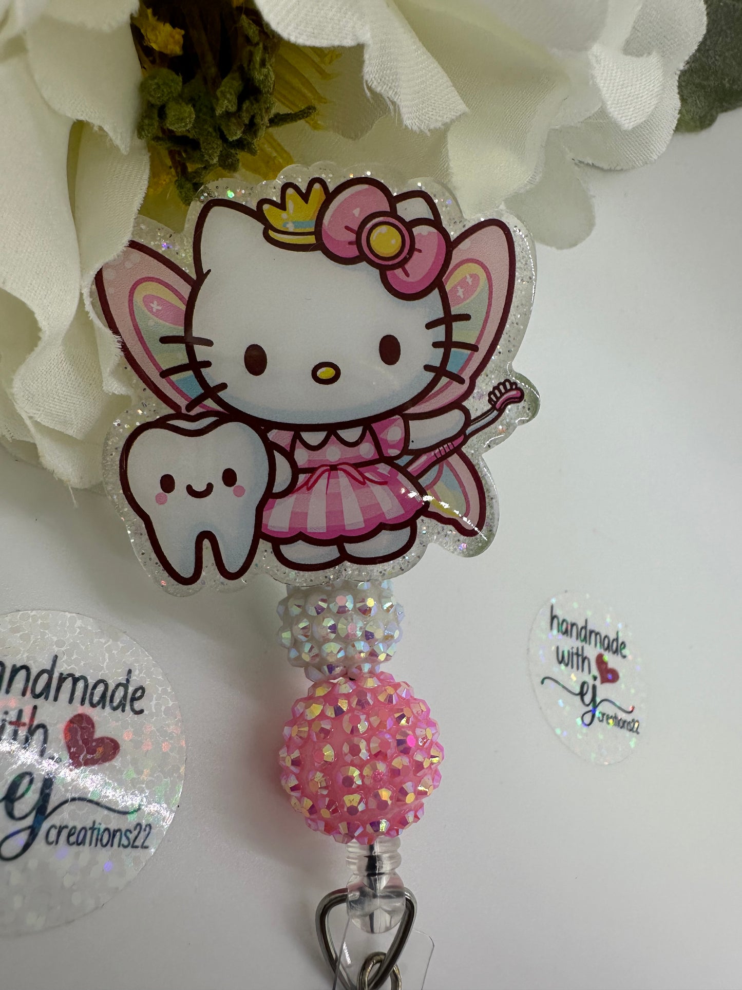 Pink Kitty Tooth Fairy Badge Reel