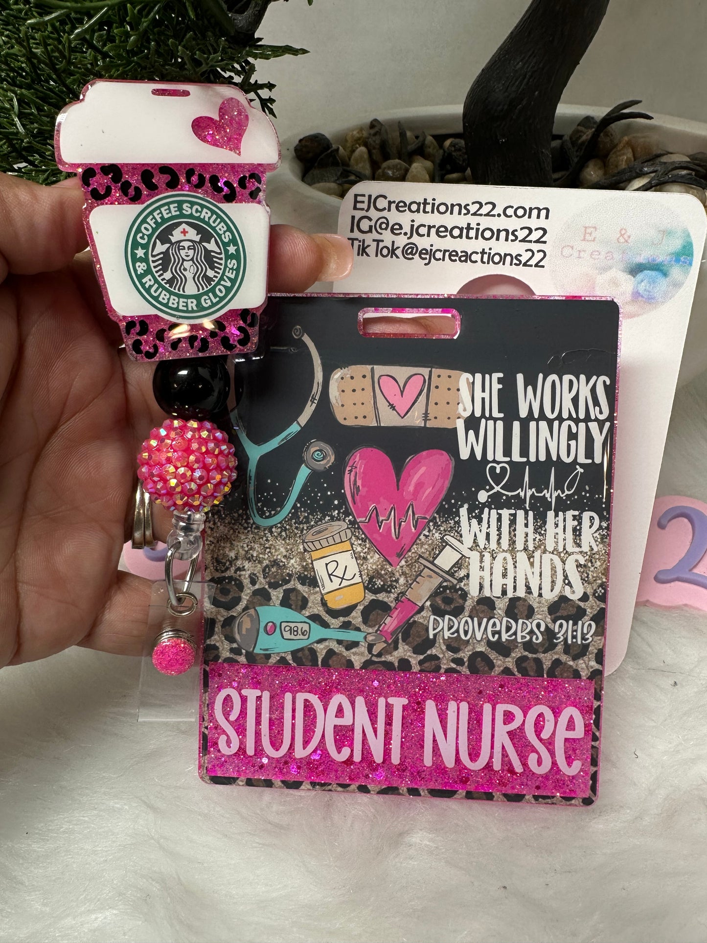 Coffee Cup She Works Willingly With Her Hands Badge Buddy Set