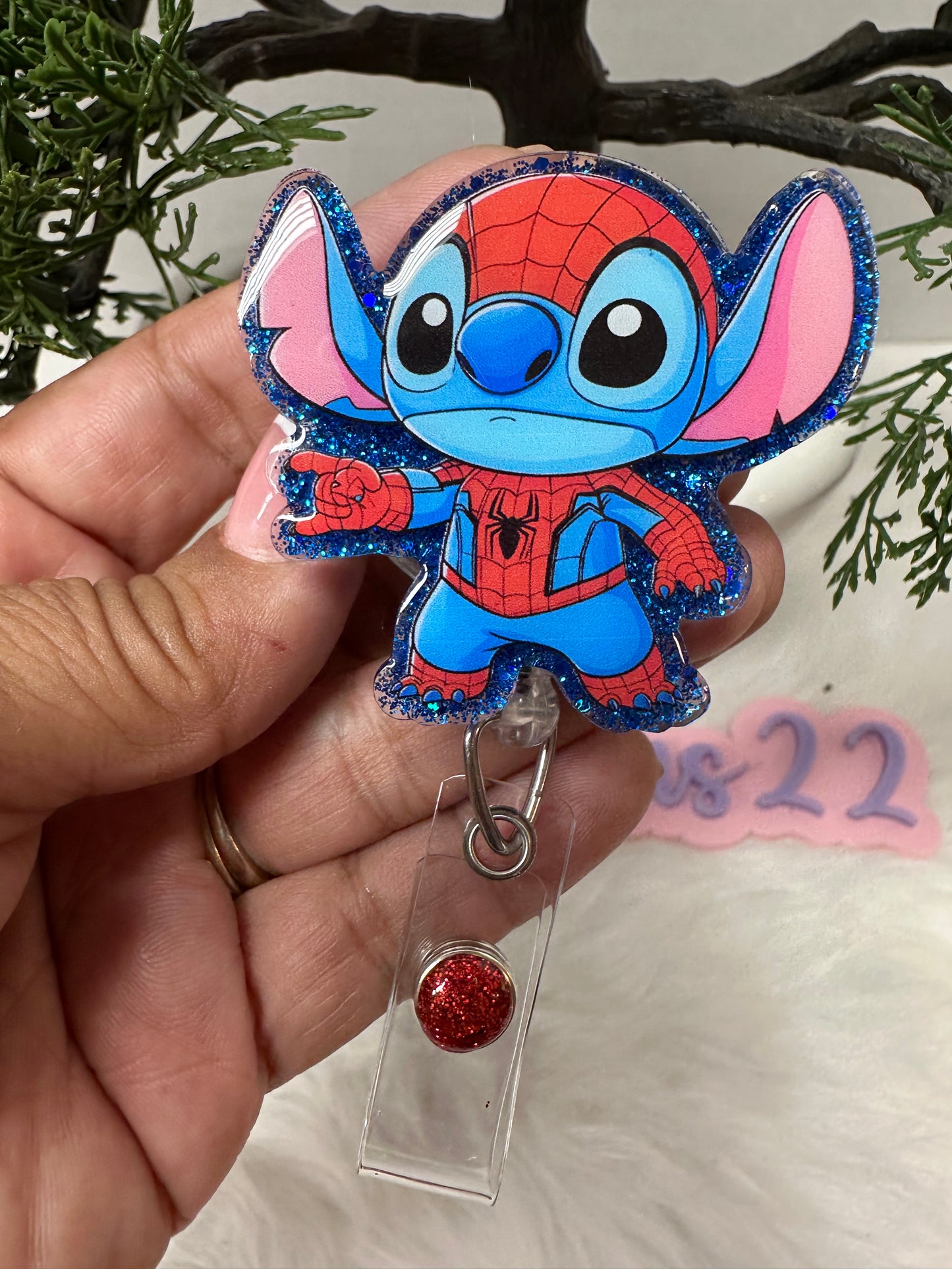 Blue Alien Spider Badge Reel