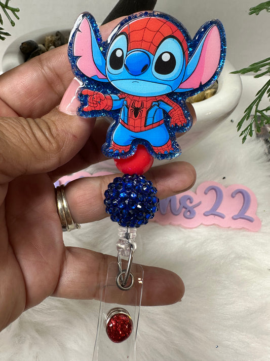 Blue Alien Spider Badge Reel