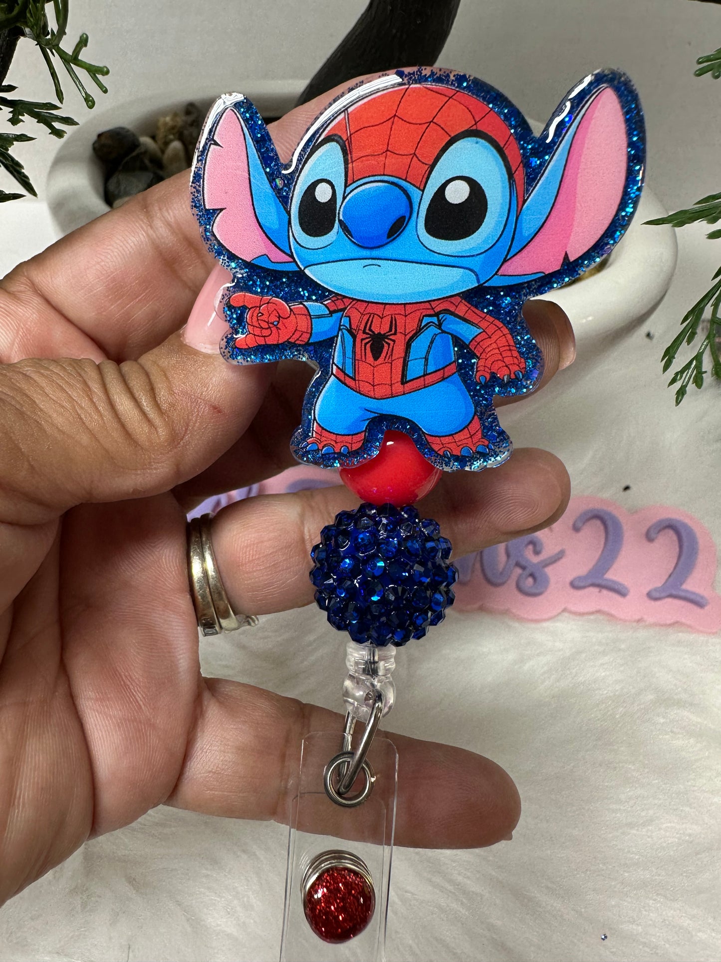 Blue Alien Spider Badge Reel
