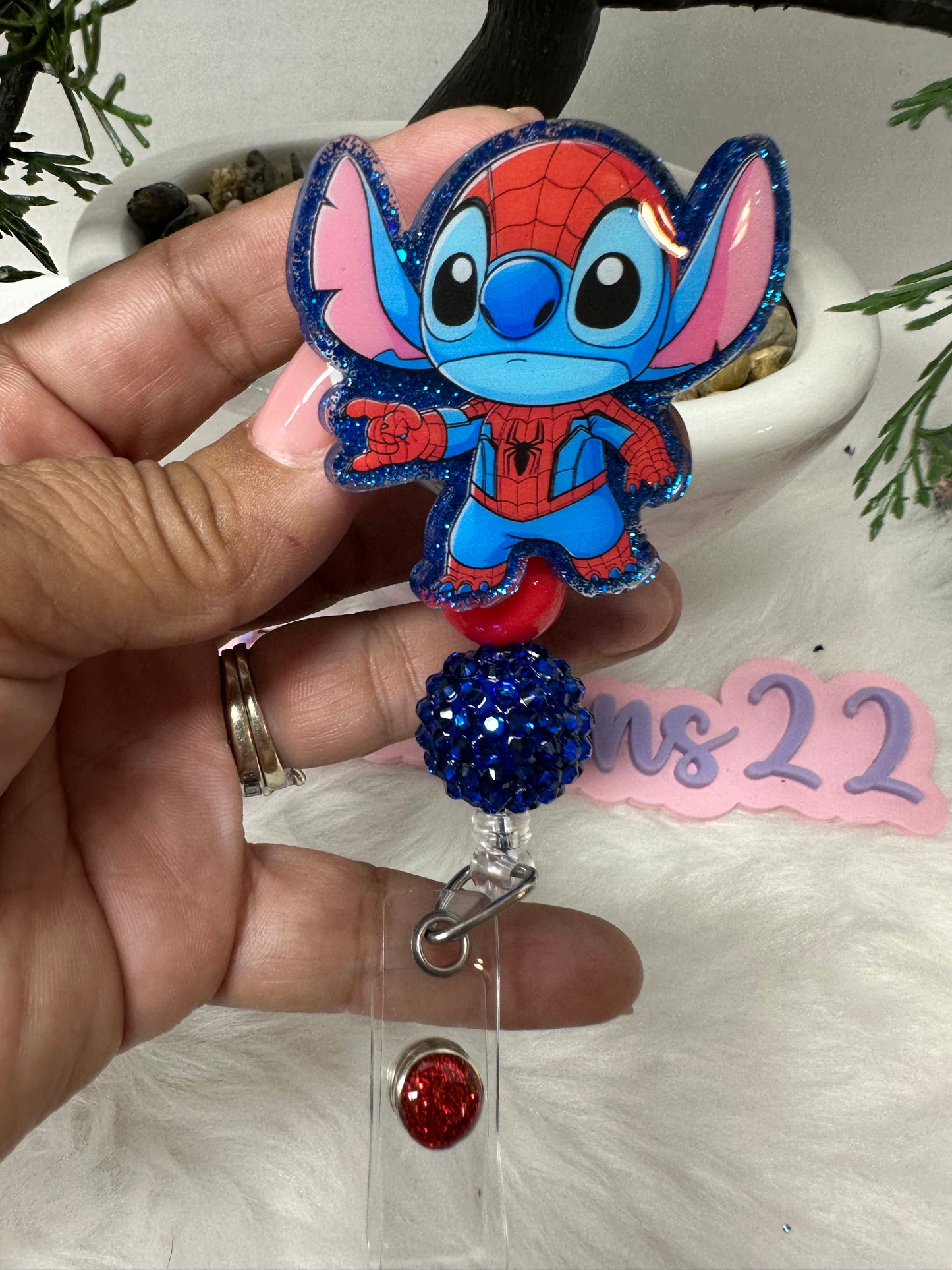 Blue Alien Spider Badge Reel
