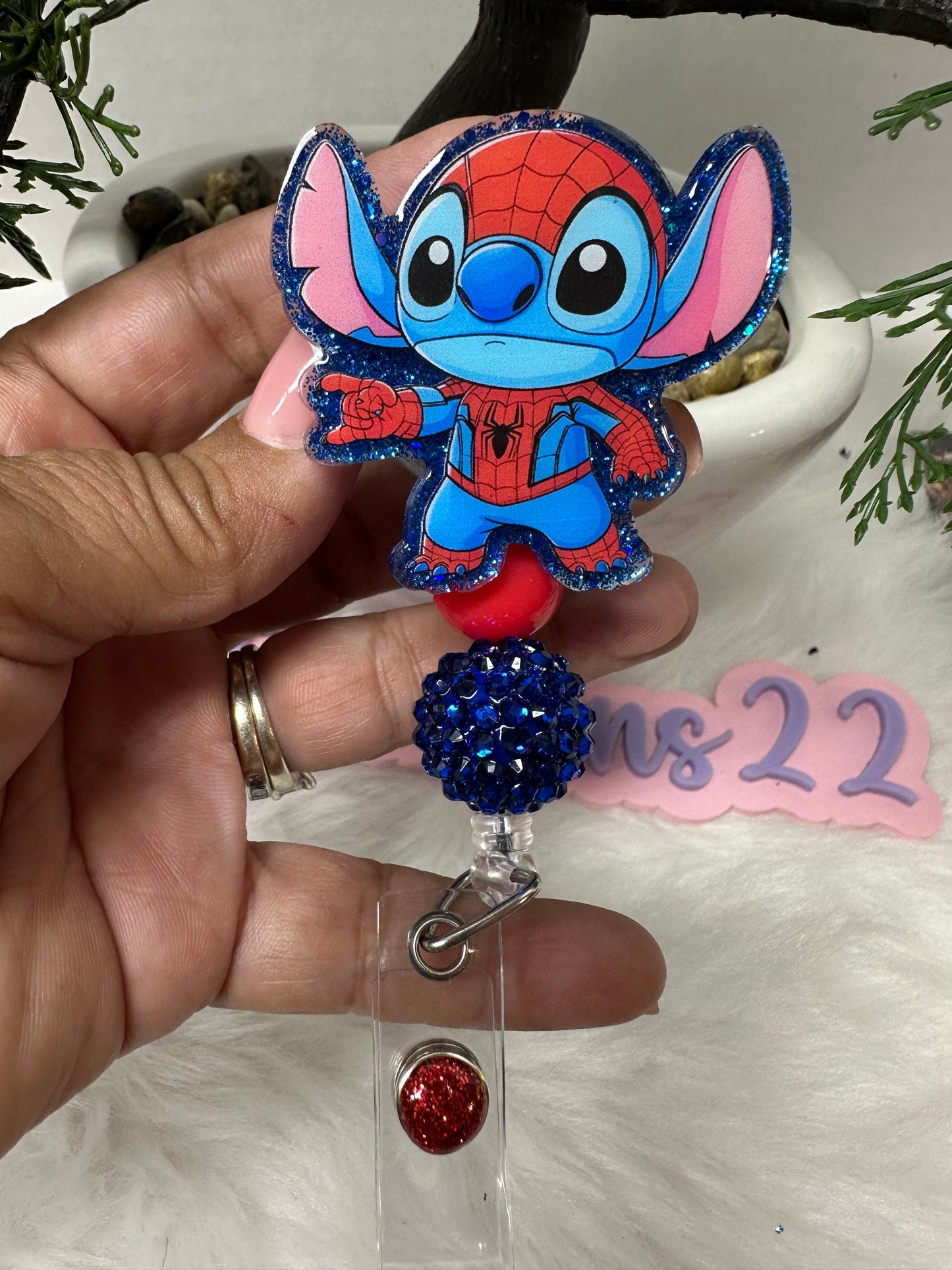 Blue Alien Spider Badge Reel