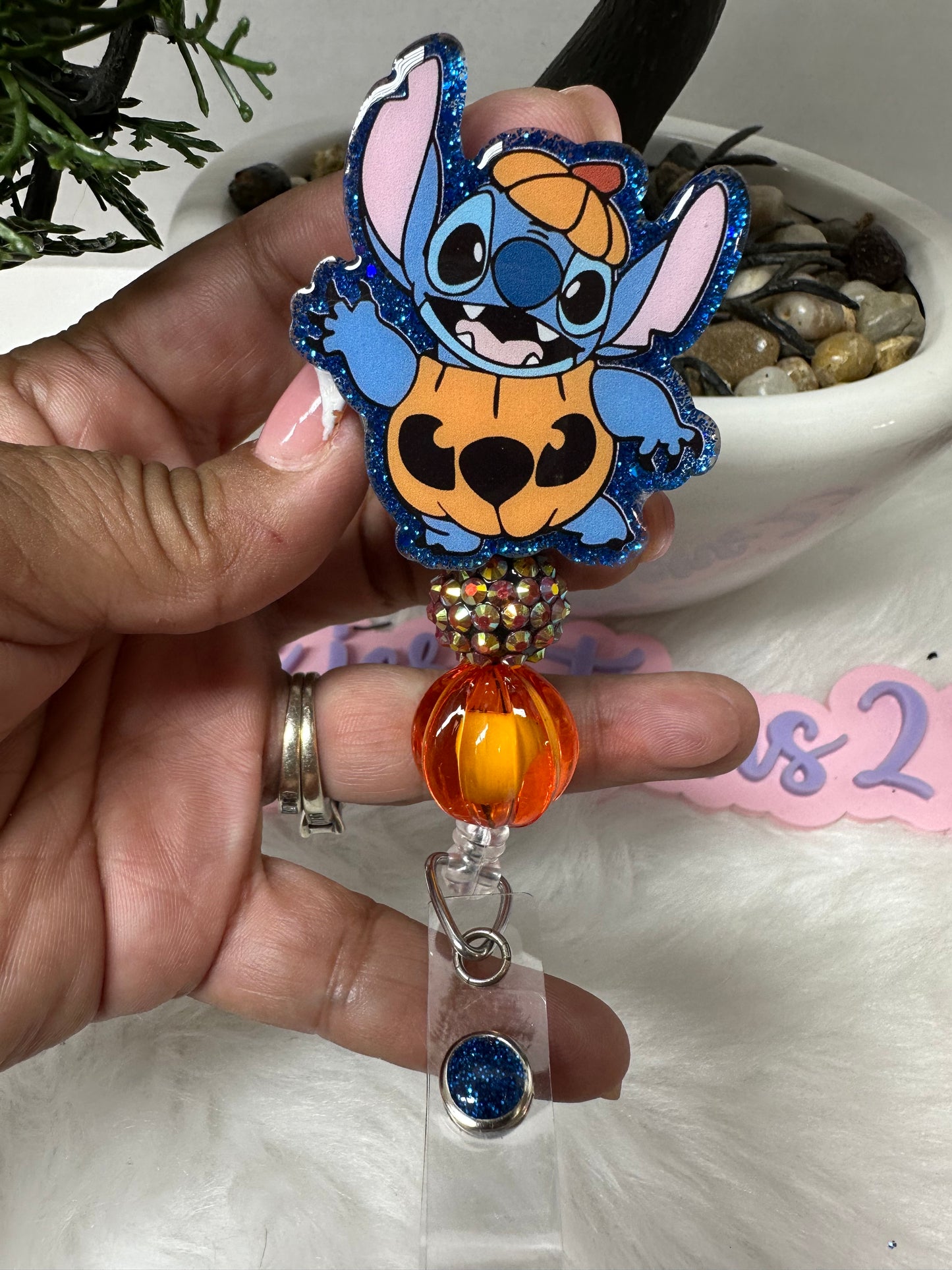 Pumpkin Blue Alien Badge Reel