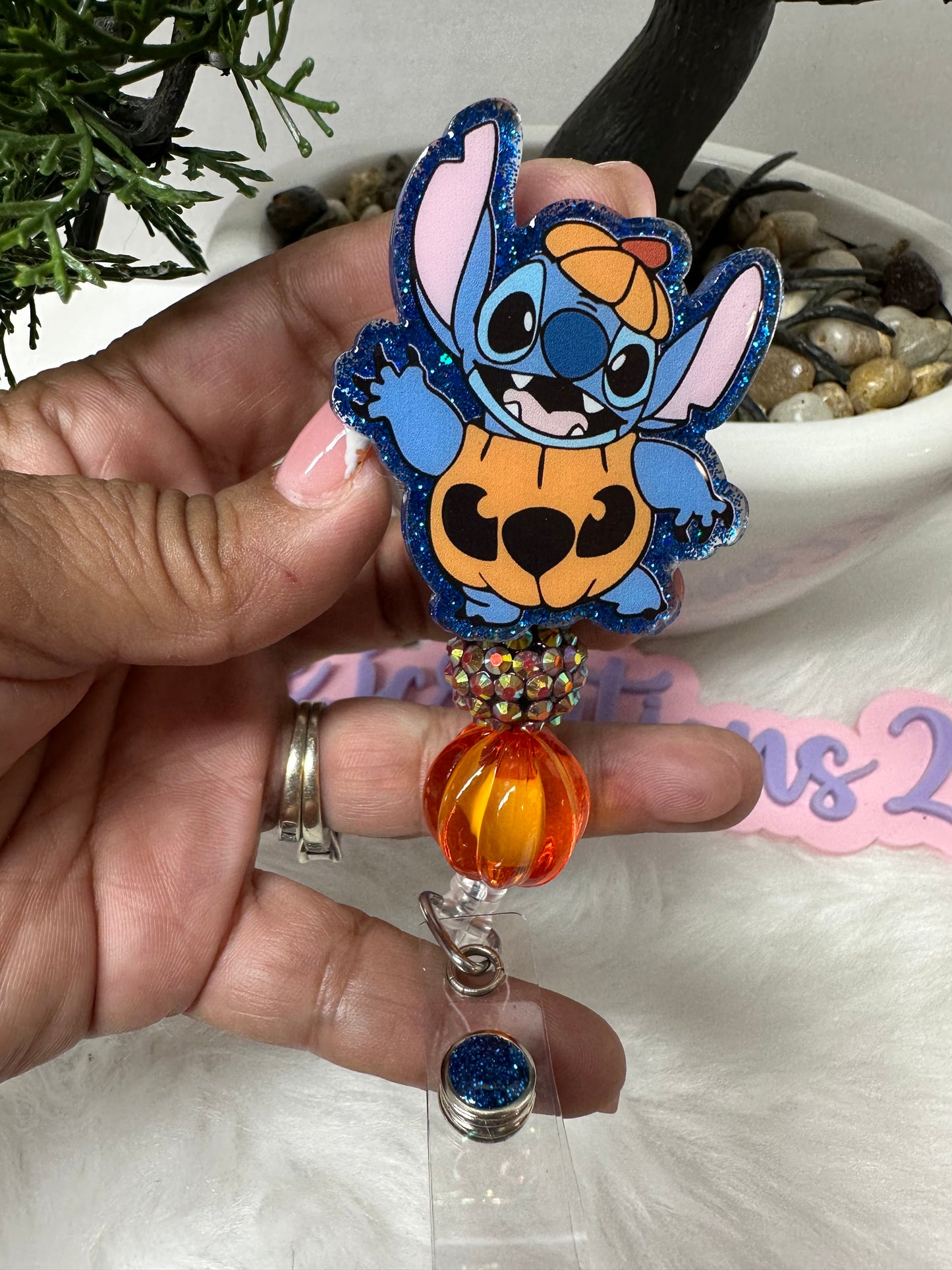 Pumpkin Blue Alien Badge Reel