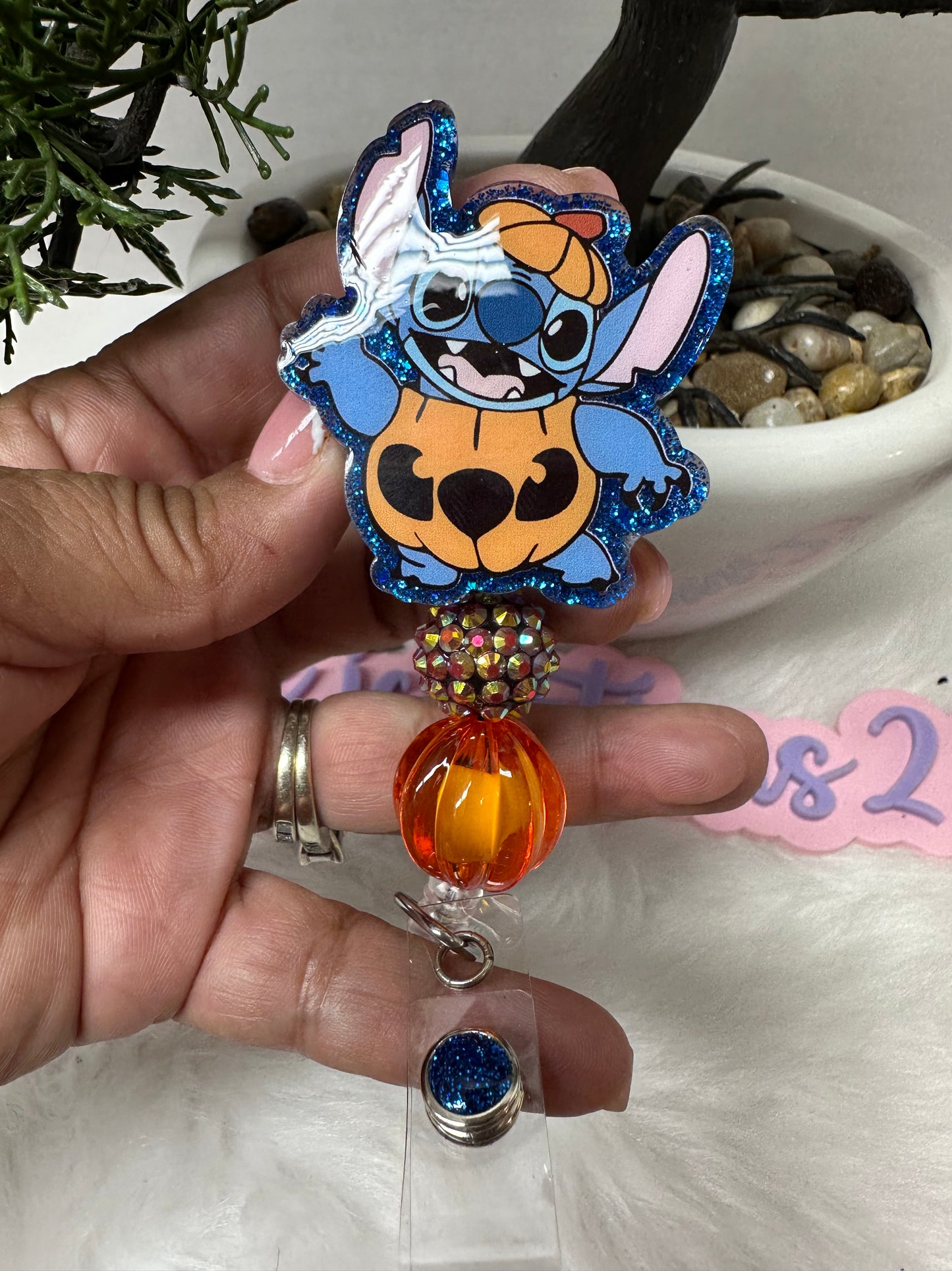 Pumpkin Blue Alien Badge Reel