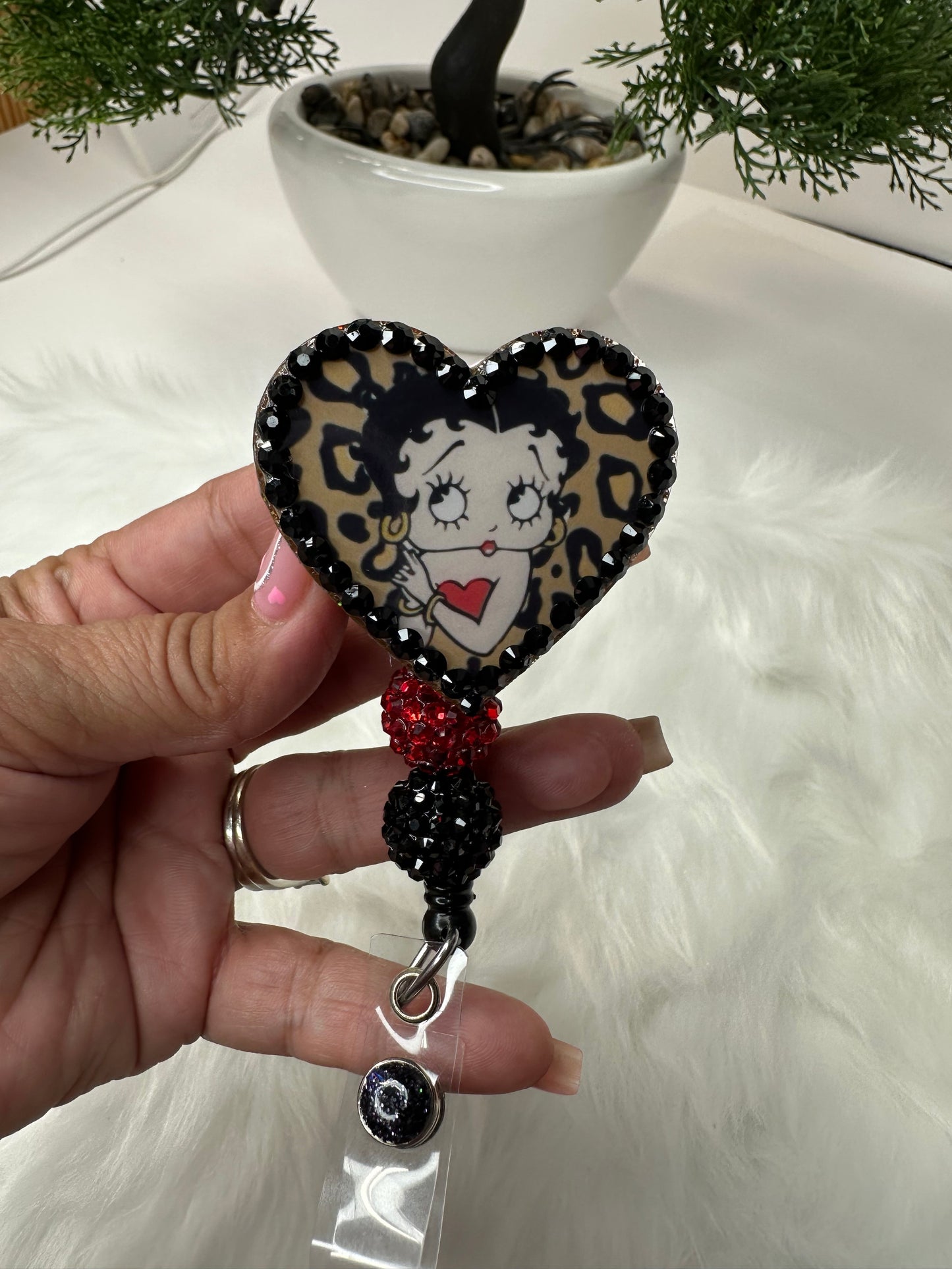 Rhinestone Heart Betty Badge Reel