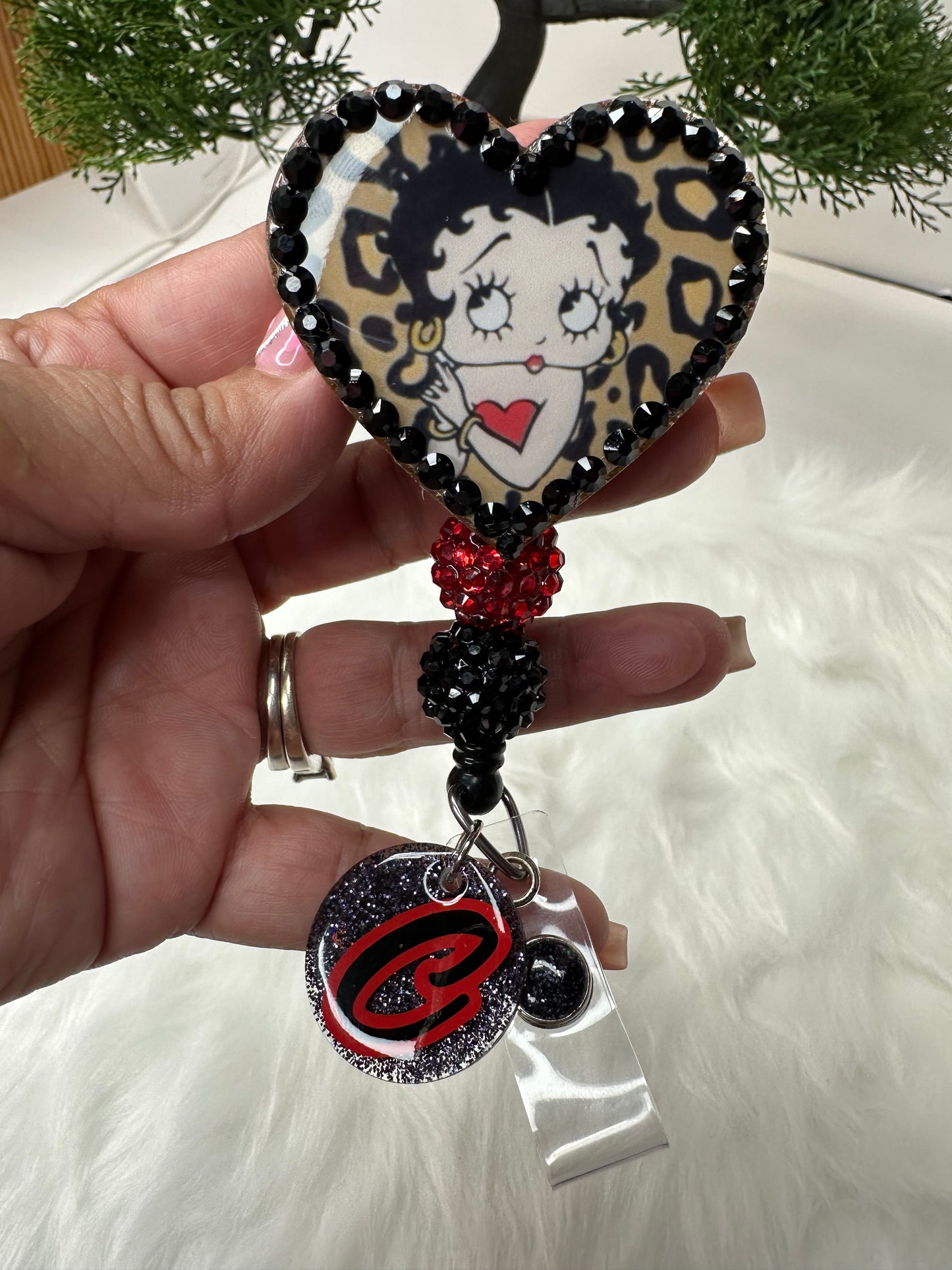 Rhinestone Heart Betty Badge Reel