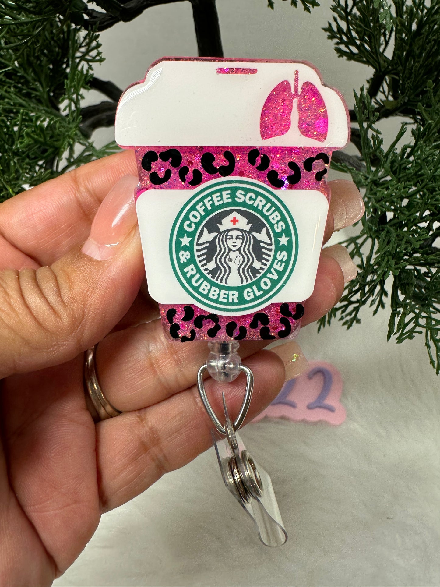 Leopard Coffee Cup Badge Reel