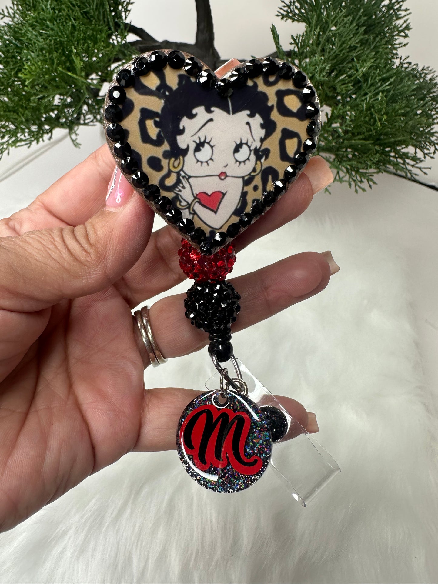 Rhinestone Heart Betty Badge Reel
