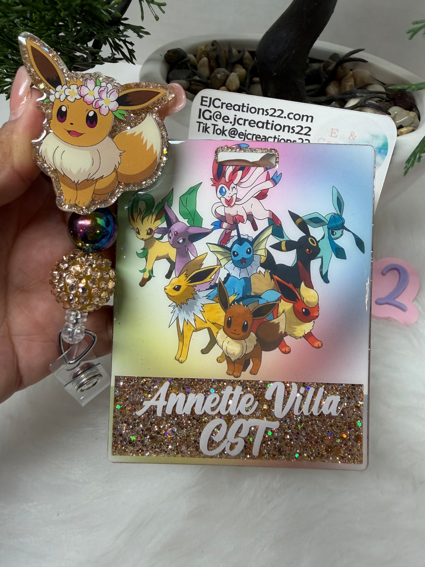 Flower Crown Eevee Badge Buddy Set