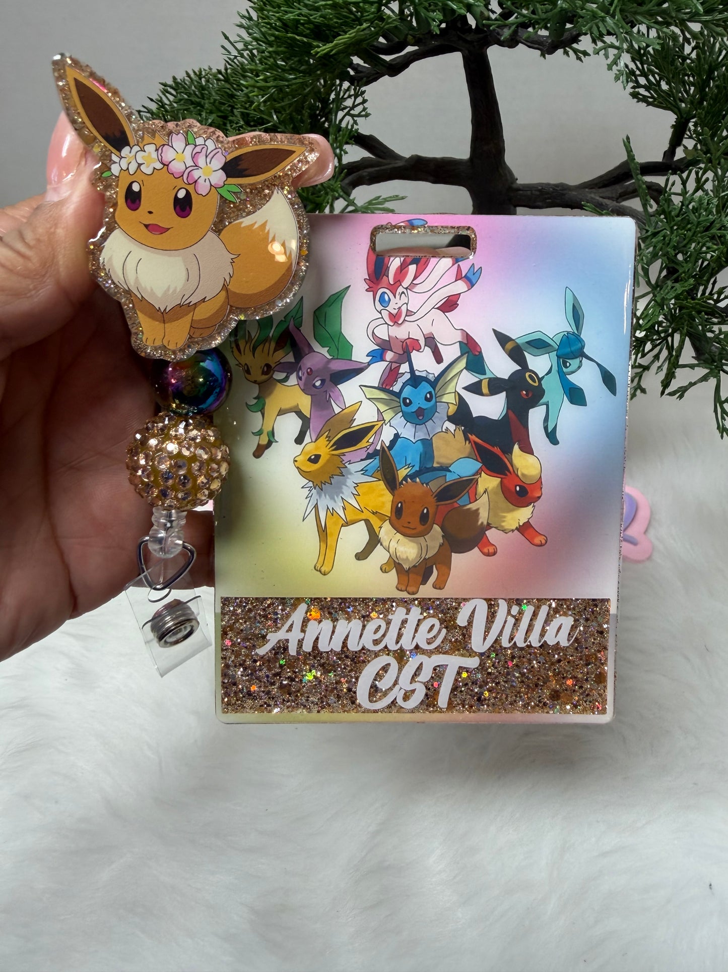 Flower Crown Eevee Badge Buddy Set