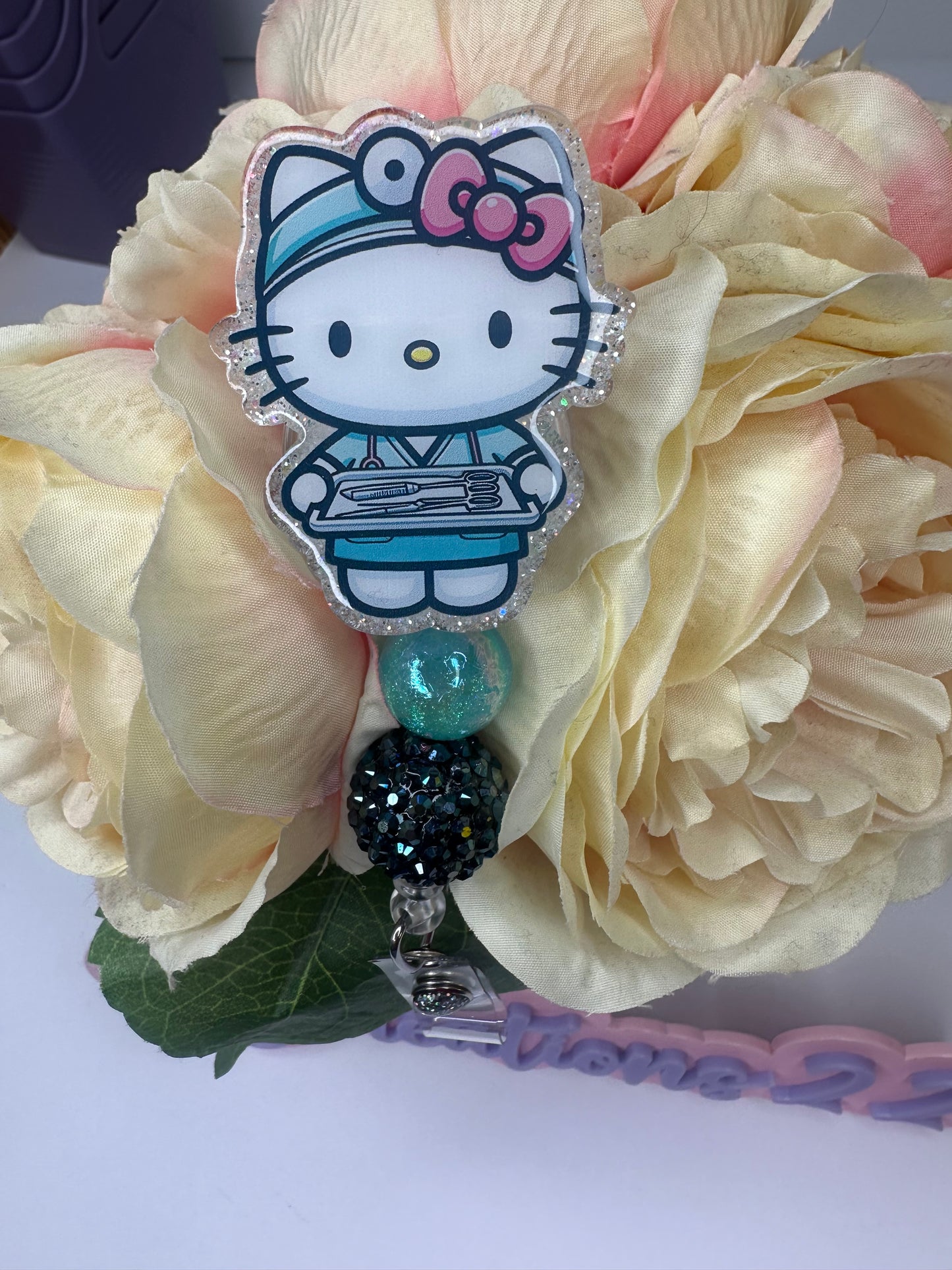 Kitty Surgical Tech Badge Reel