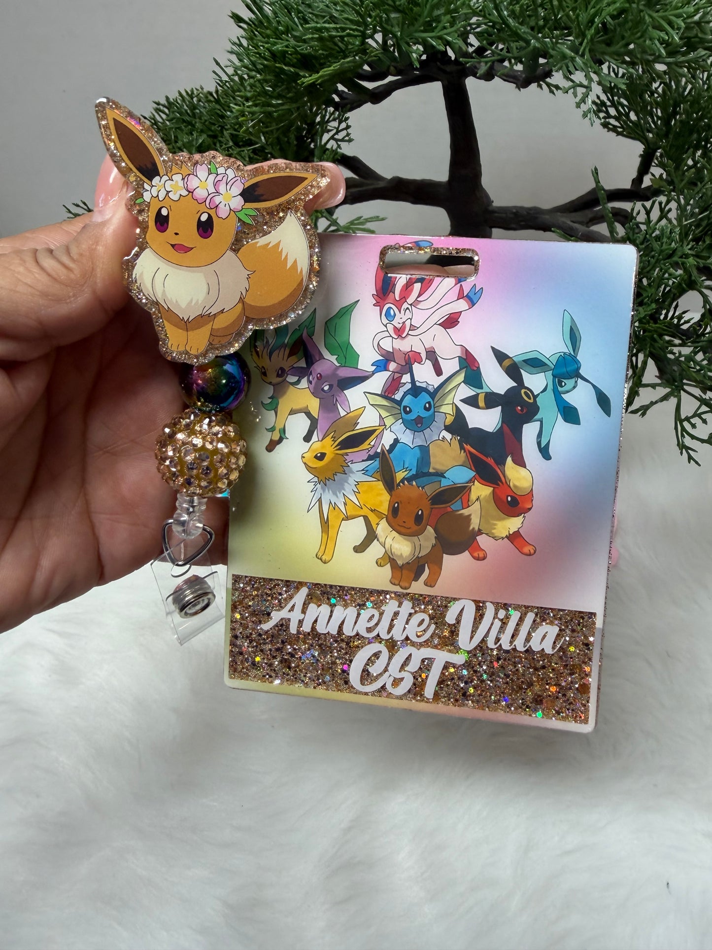 Flower Crown Eevee Badge Buddy Set