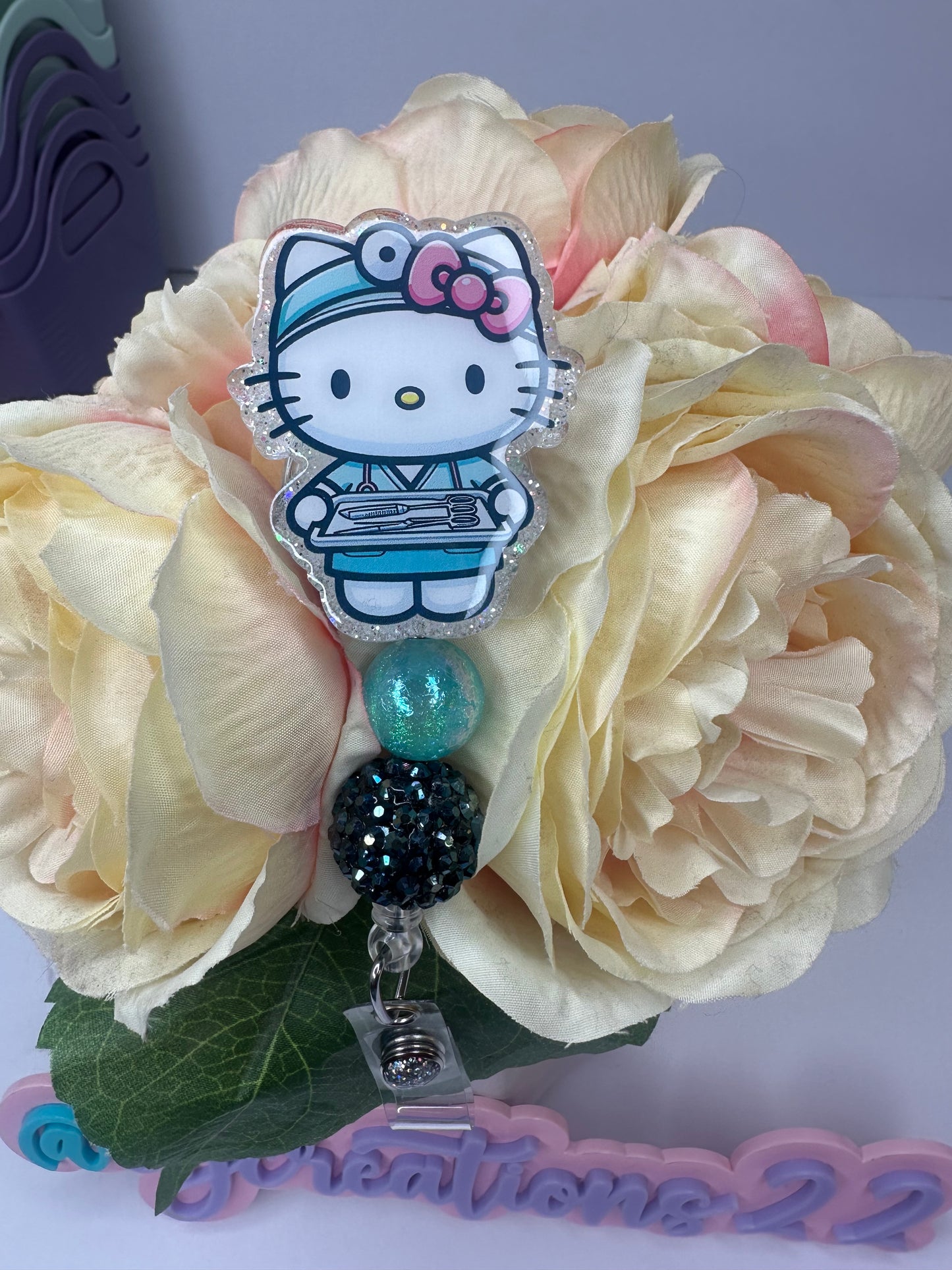 Kitty Surgical Tech Badge Reel