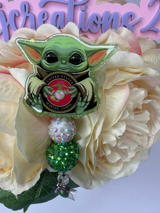 baby green alien marine badge reel - alien marine badge reel - vintage characters badge reels