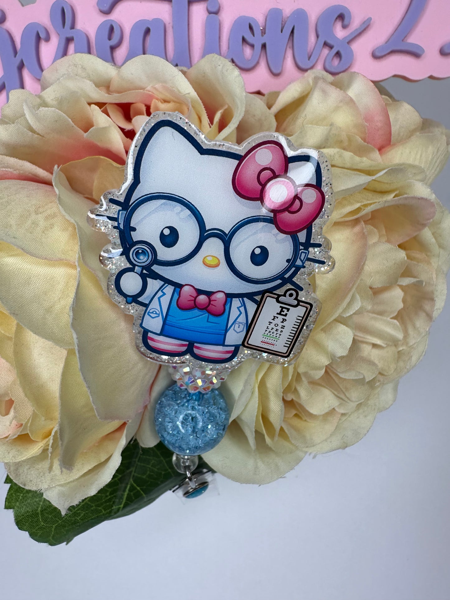 Kitty Optometrist Badge Reel