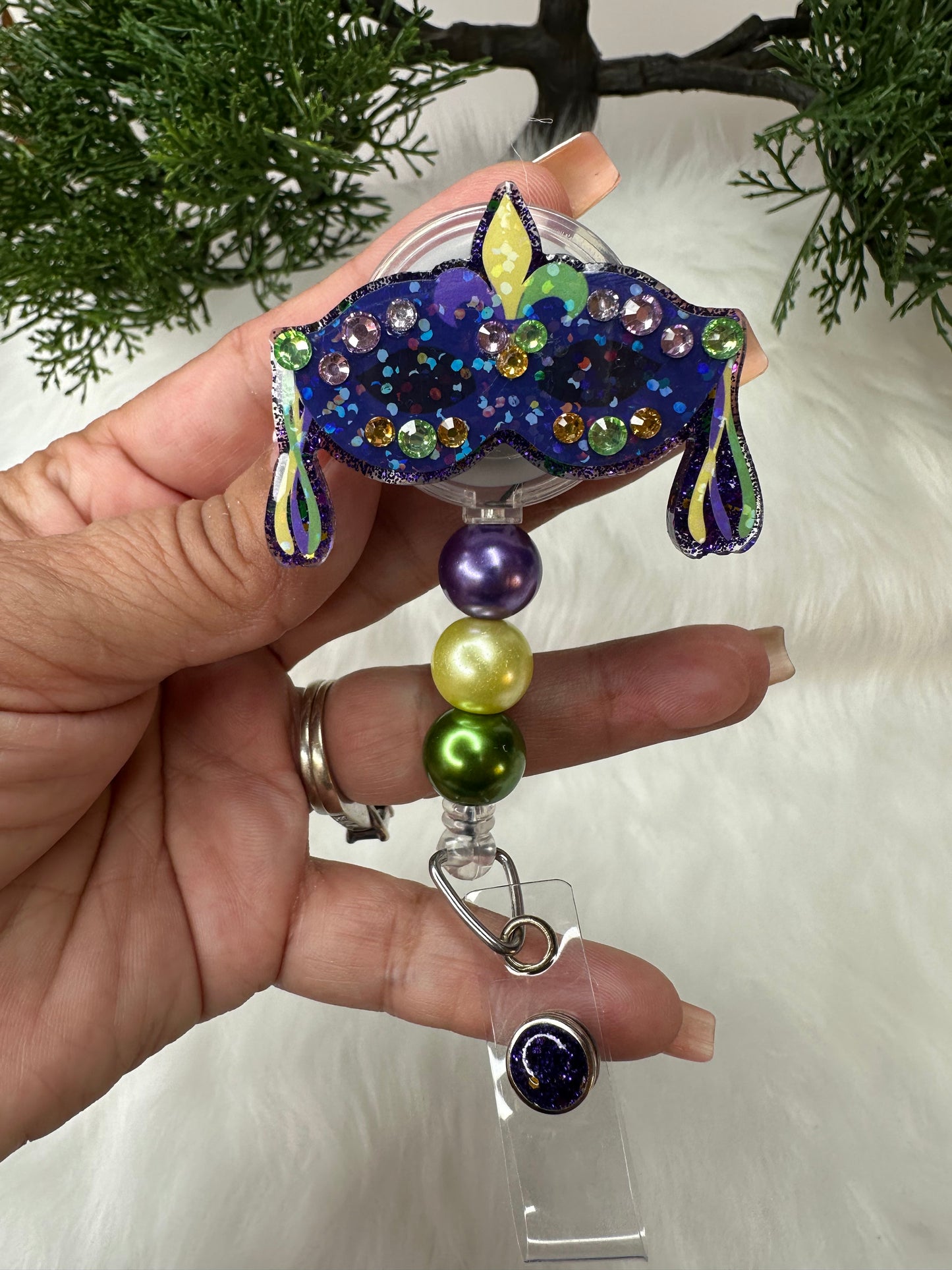 Mardi Gras Mask Badge Reel