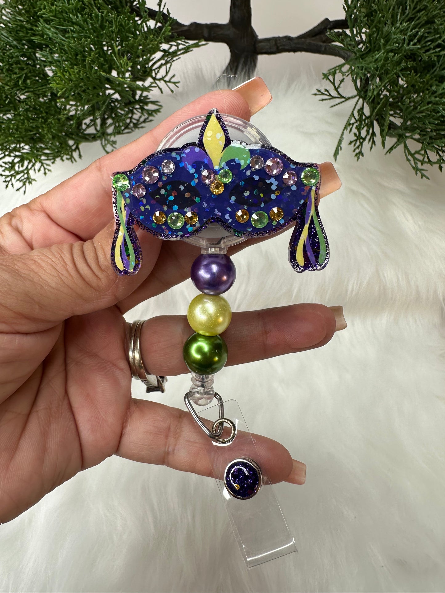 Mardi Gras Mask Badge Reel