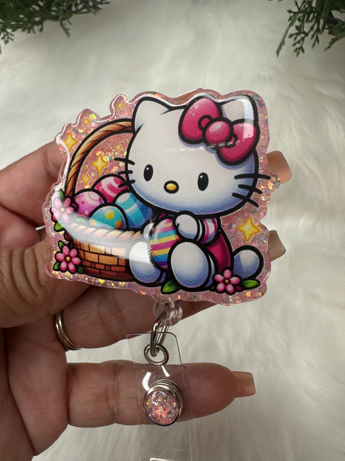 Kitty Easter Basket Badge Reel