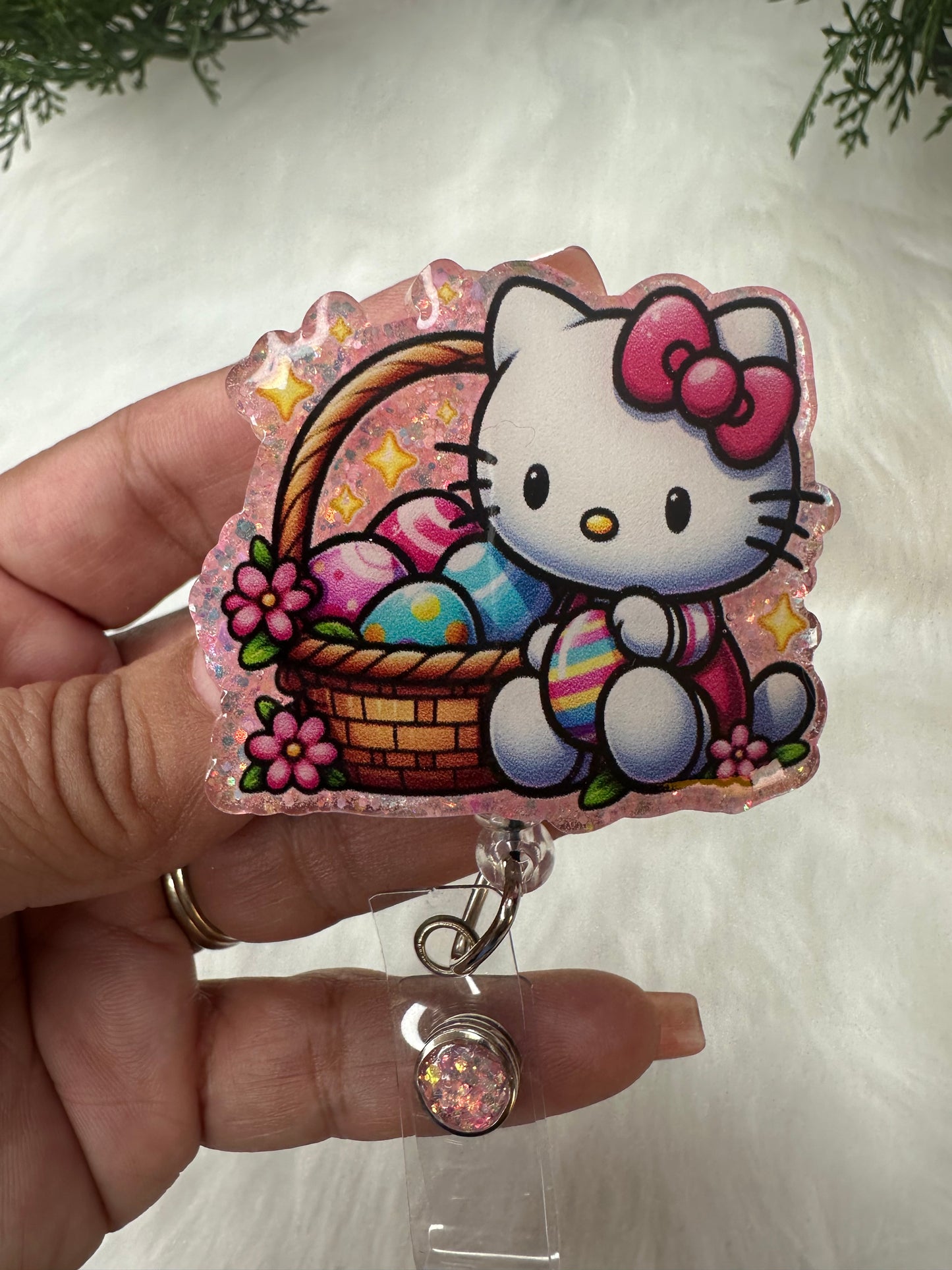 Kitty Easter Basket Badge Reel