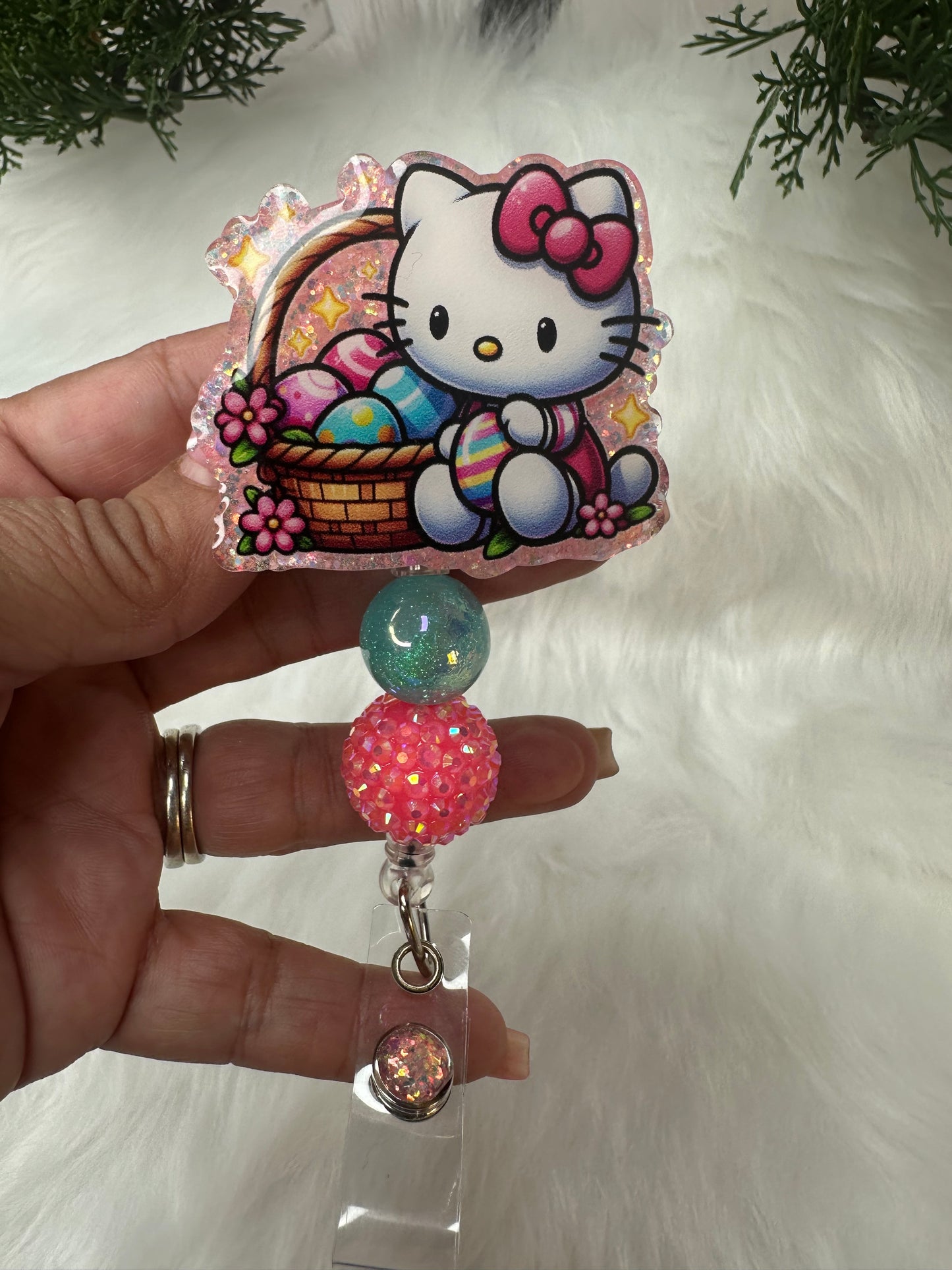 Kitty Easter Basket Badge Reel