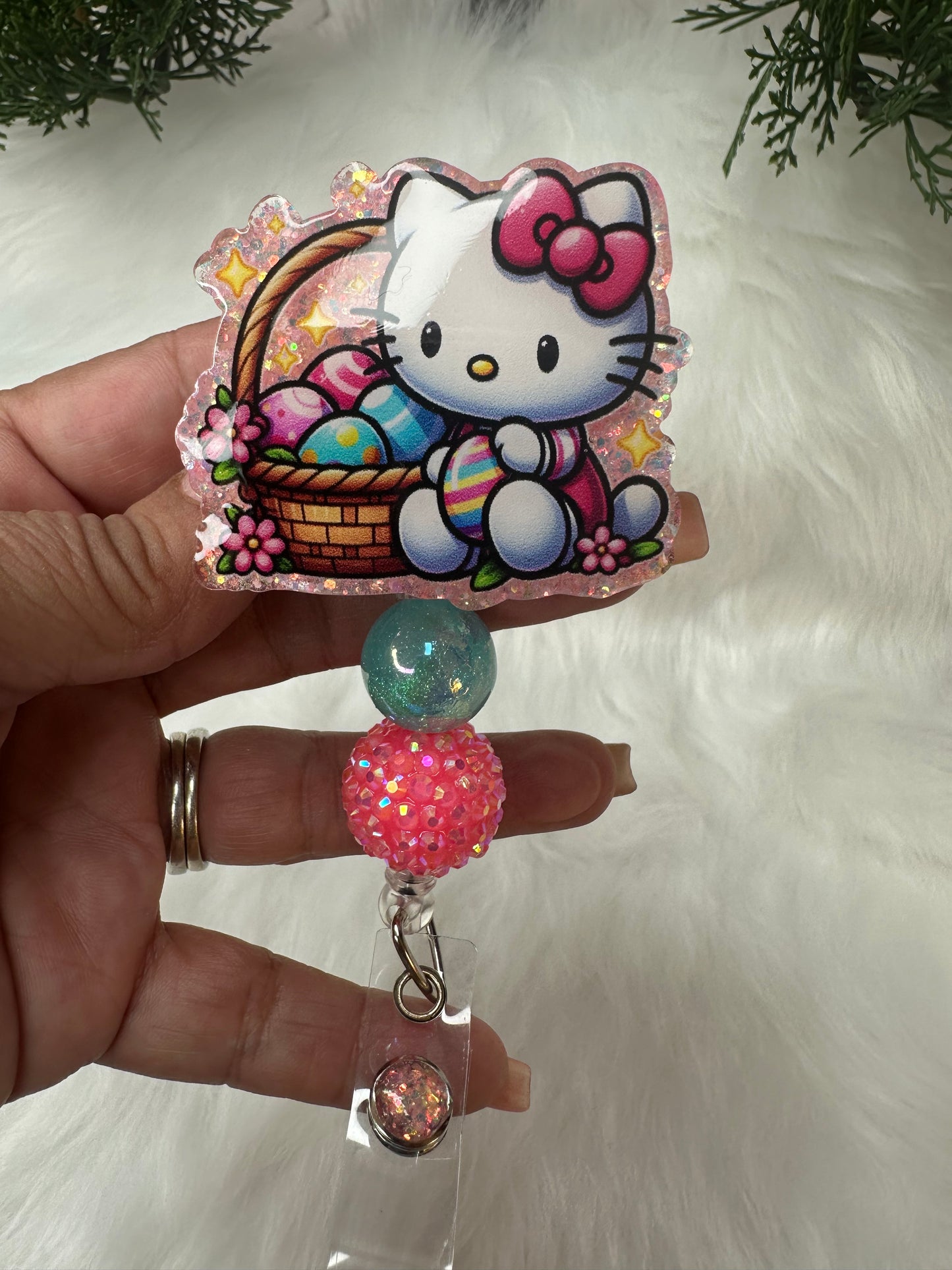 Kitty Easter Basket Badge Reel