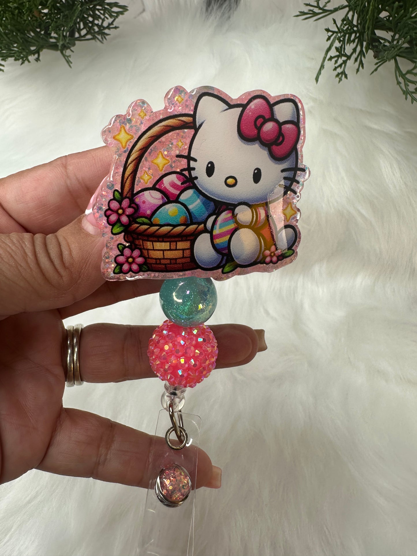 Kitty Easter Basket Badge Reel