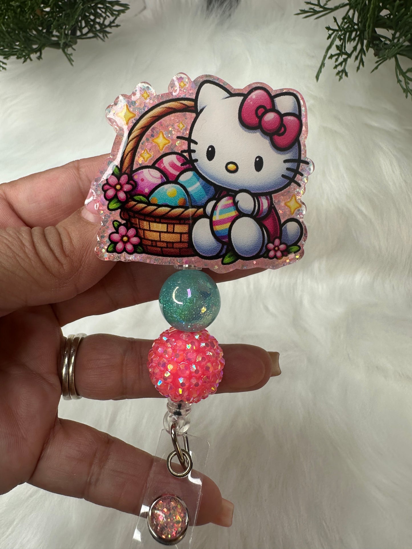 Kitty Easter Basket Badge Reel