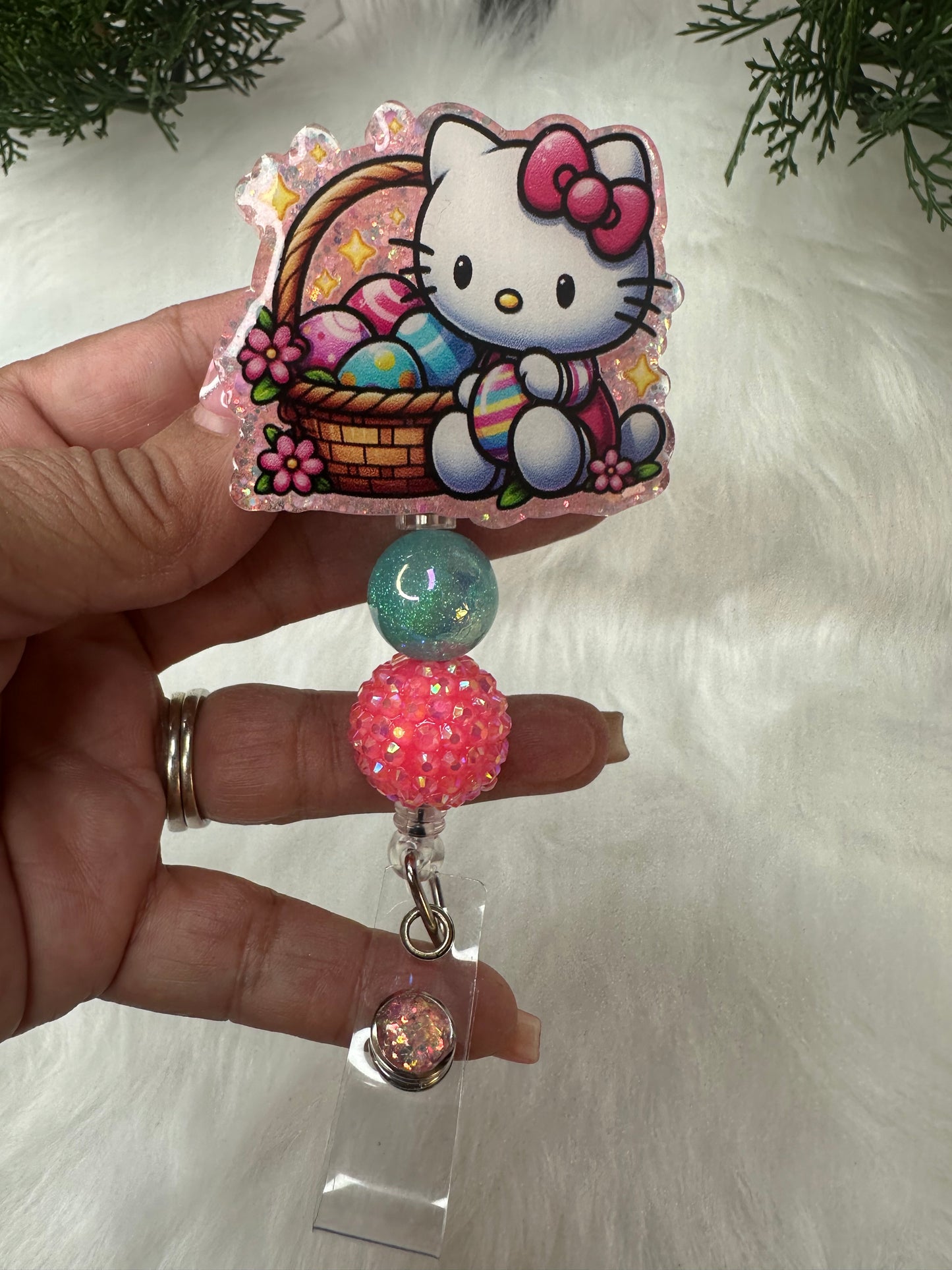 Kitty Easter Basket Badge Reel