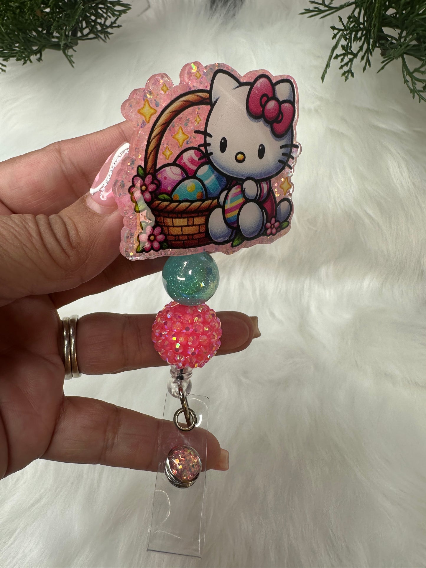 Kitty Easter Basket Badge Reel