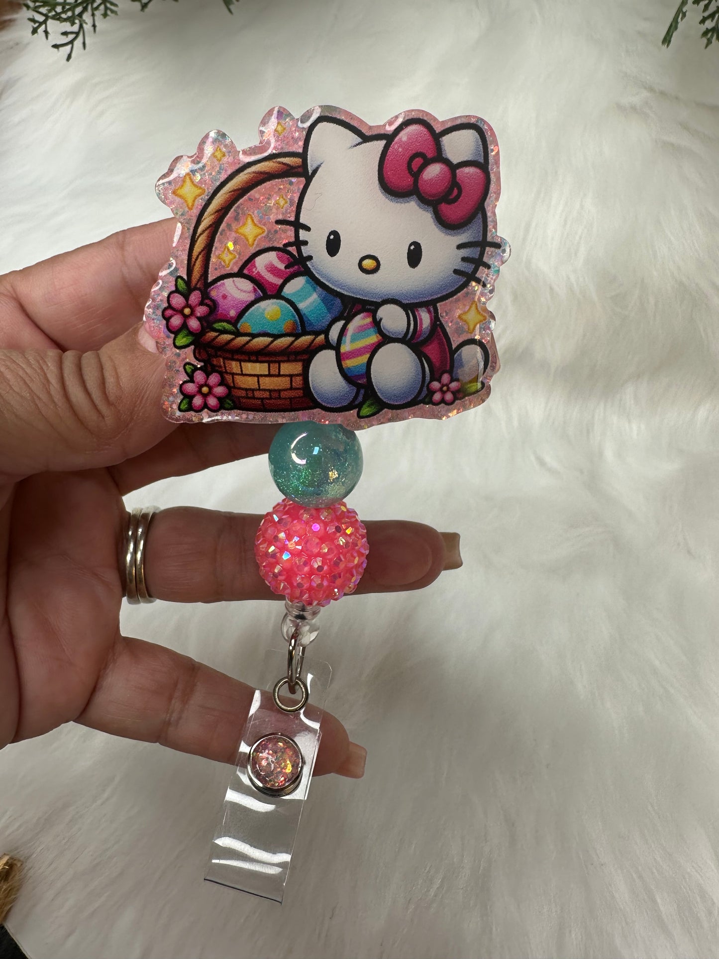 Kitty Easter Basket Badge Reel