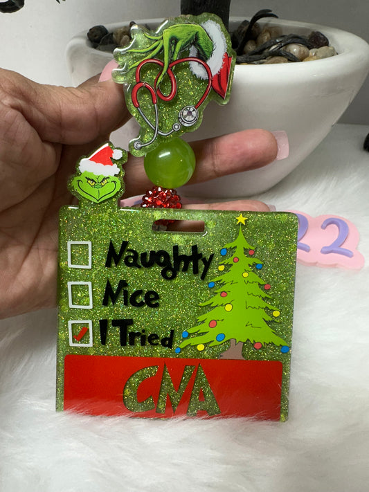 Grinch Naughty Nice I Tried Badge Buddy Set