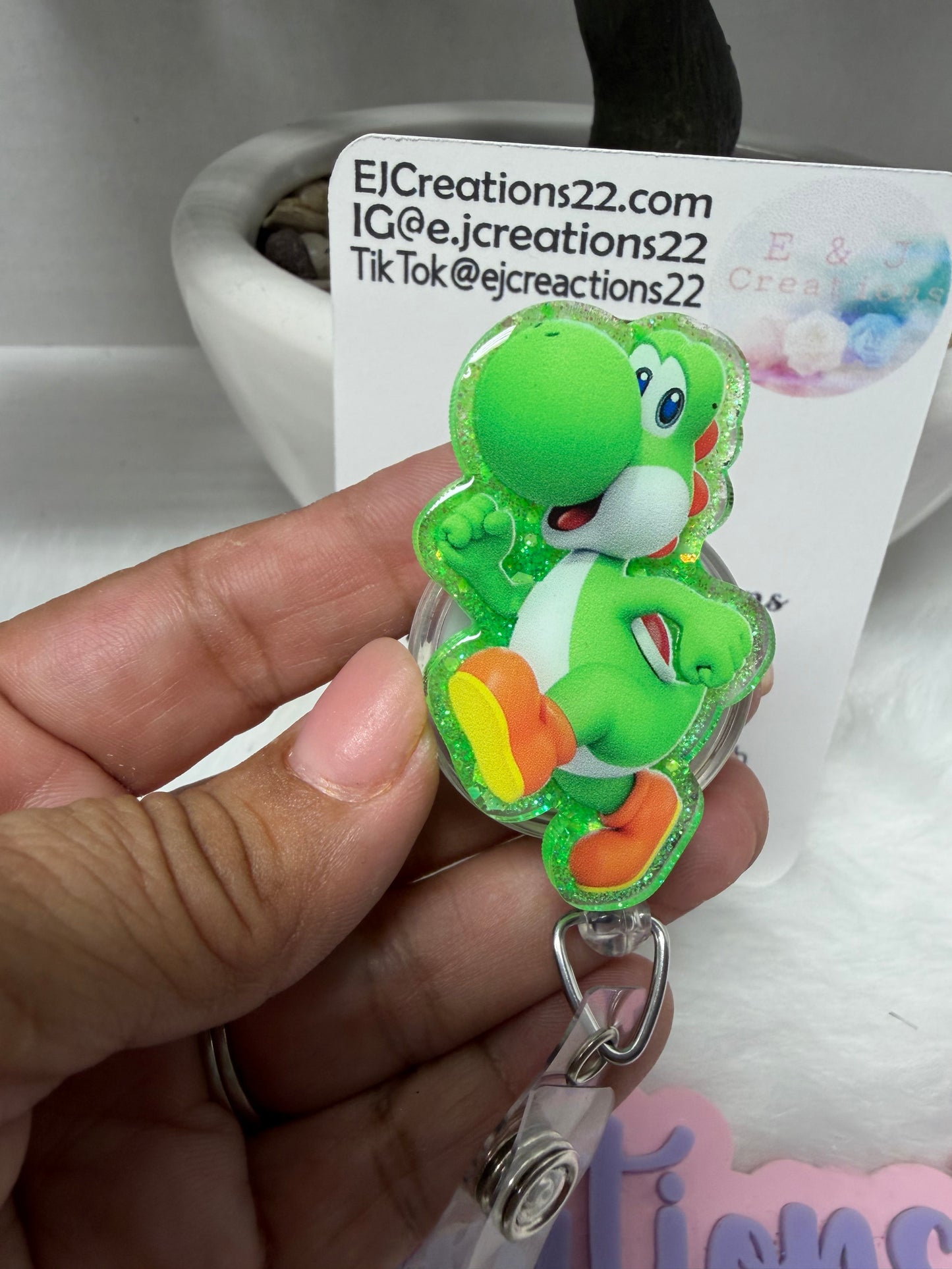 Green Dino Badge Reel