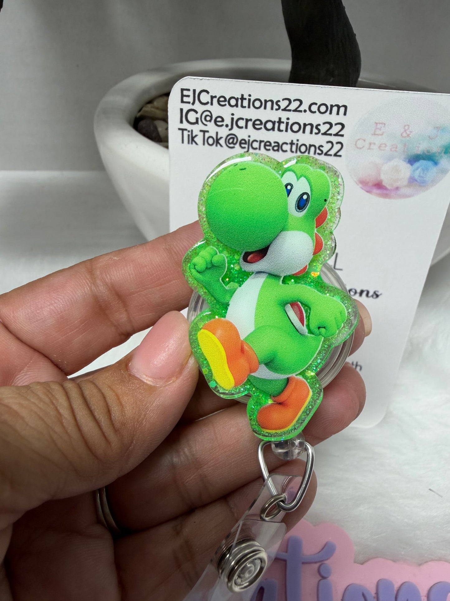 Green Dino Badge Reel