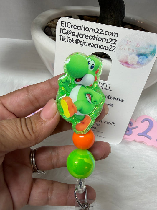 Green Dino Badge Reel