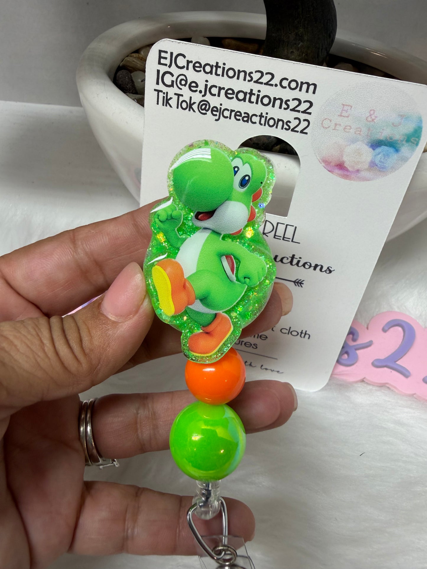 Green Dino Badge Reel