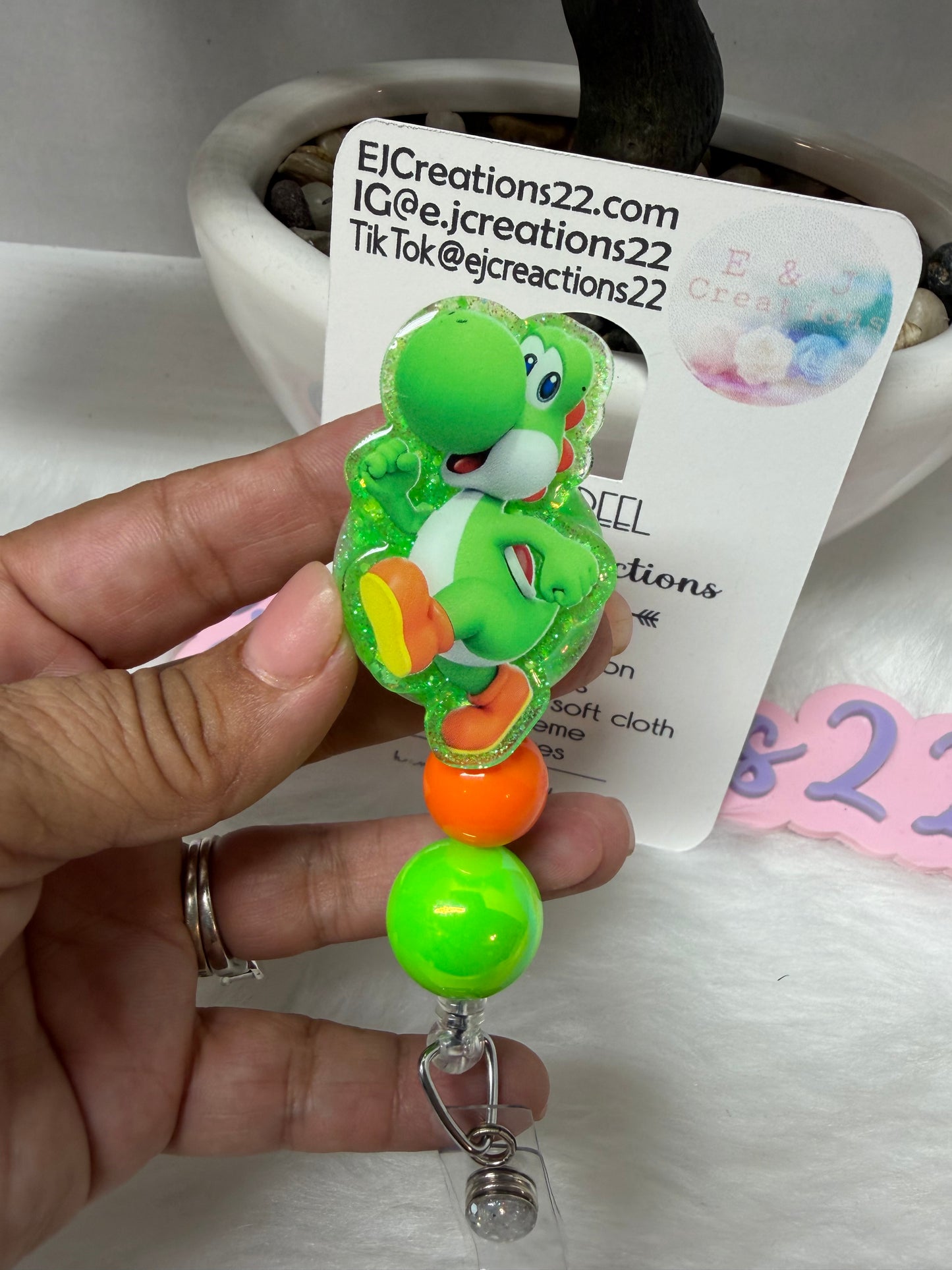 Green Dino Badge Reel